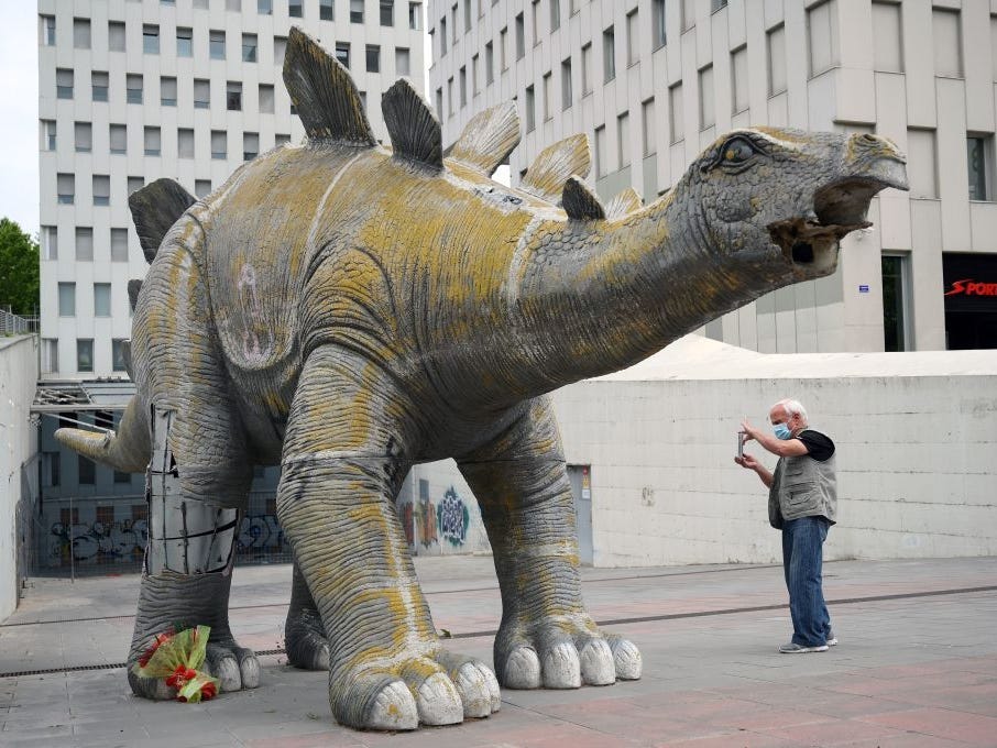 dinosaur statue in spain