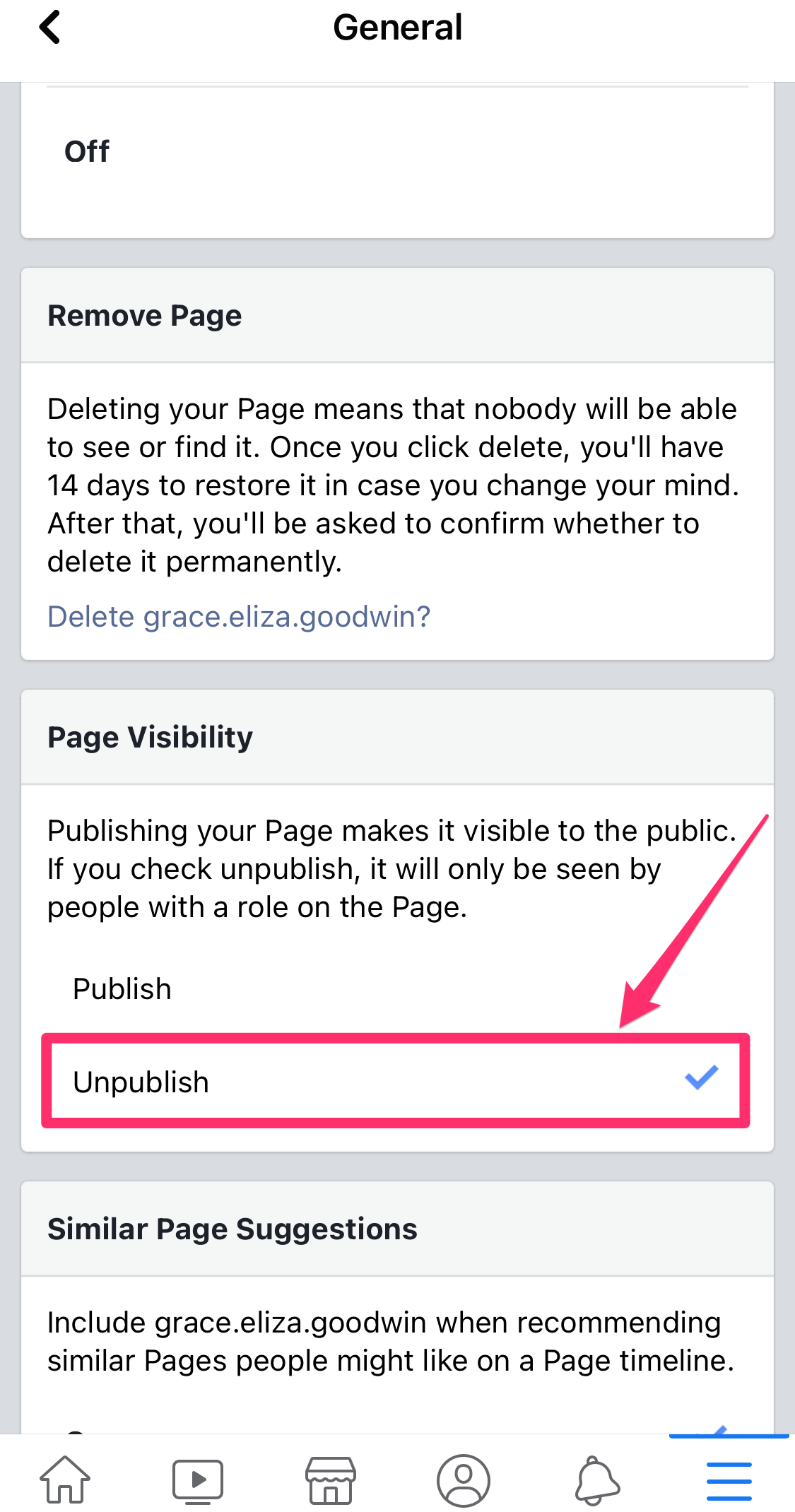 How to delete or unpublish a Facebook page