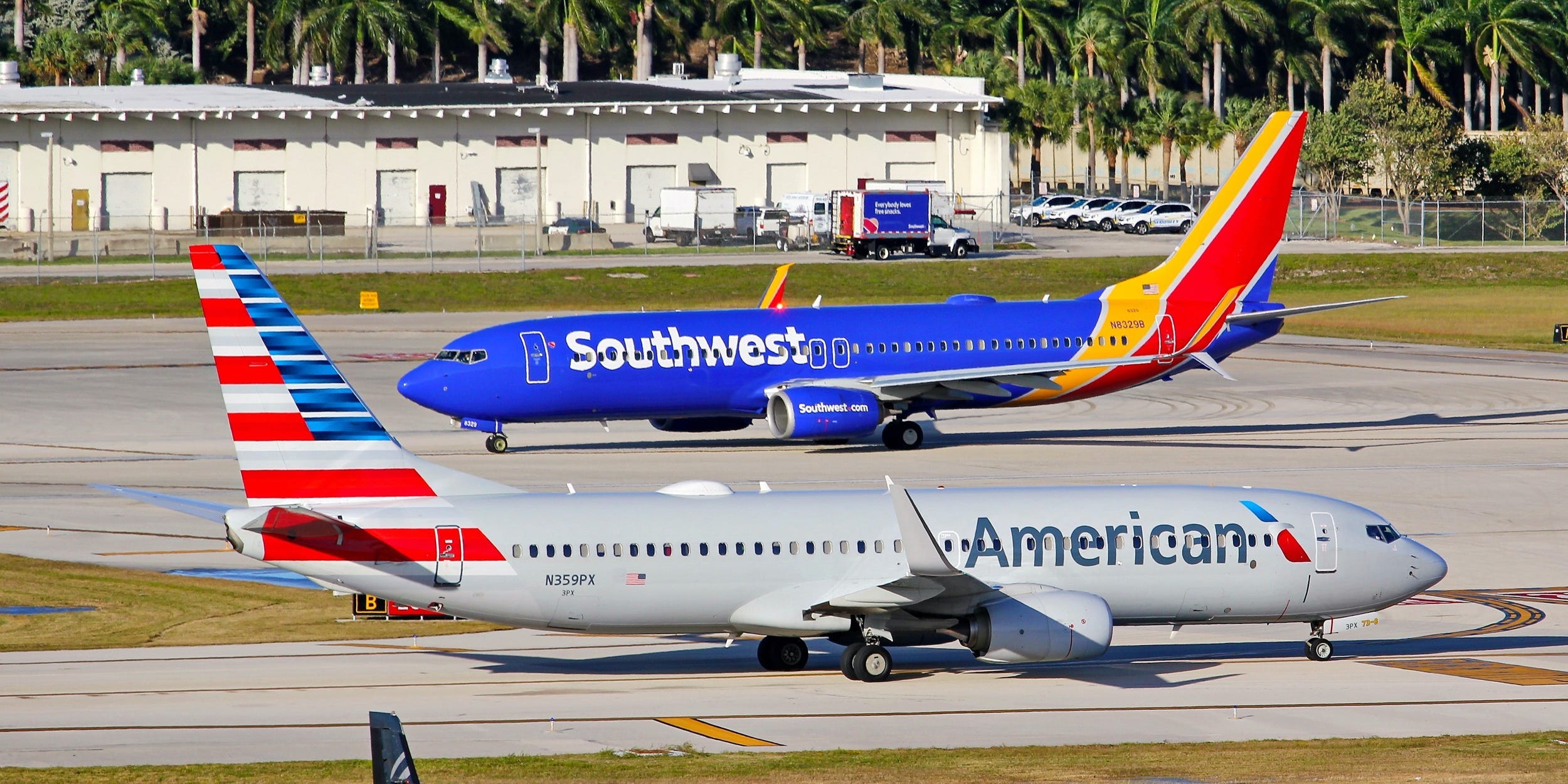 American Airlines and Southwest Airlines planes