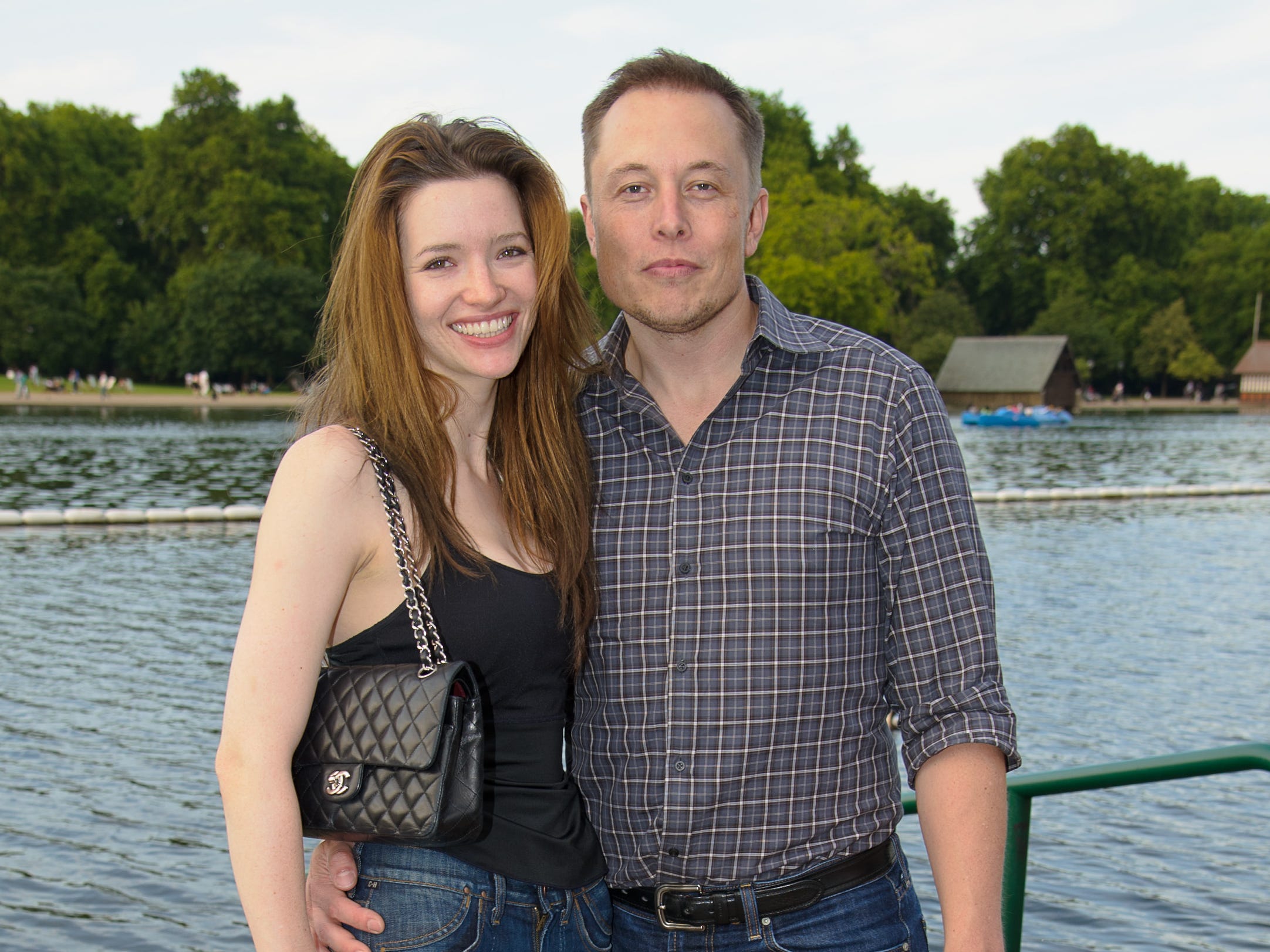 Talulah Riley and Elon Musk attend Chucs Dive &amp; Mountain Shop&#39;s swim party at Serpentine on July 4, 2011 in London, England.