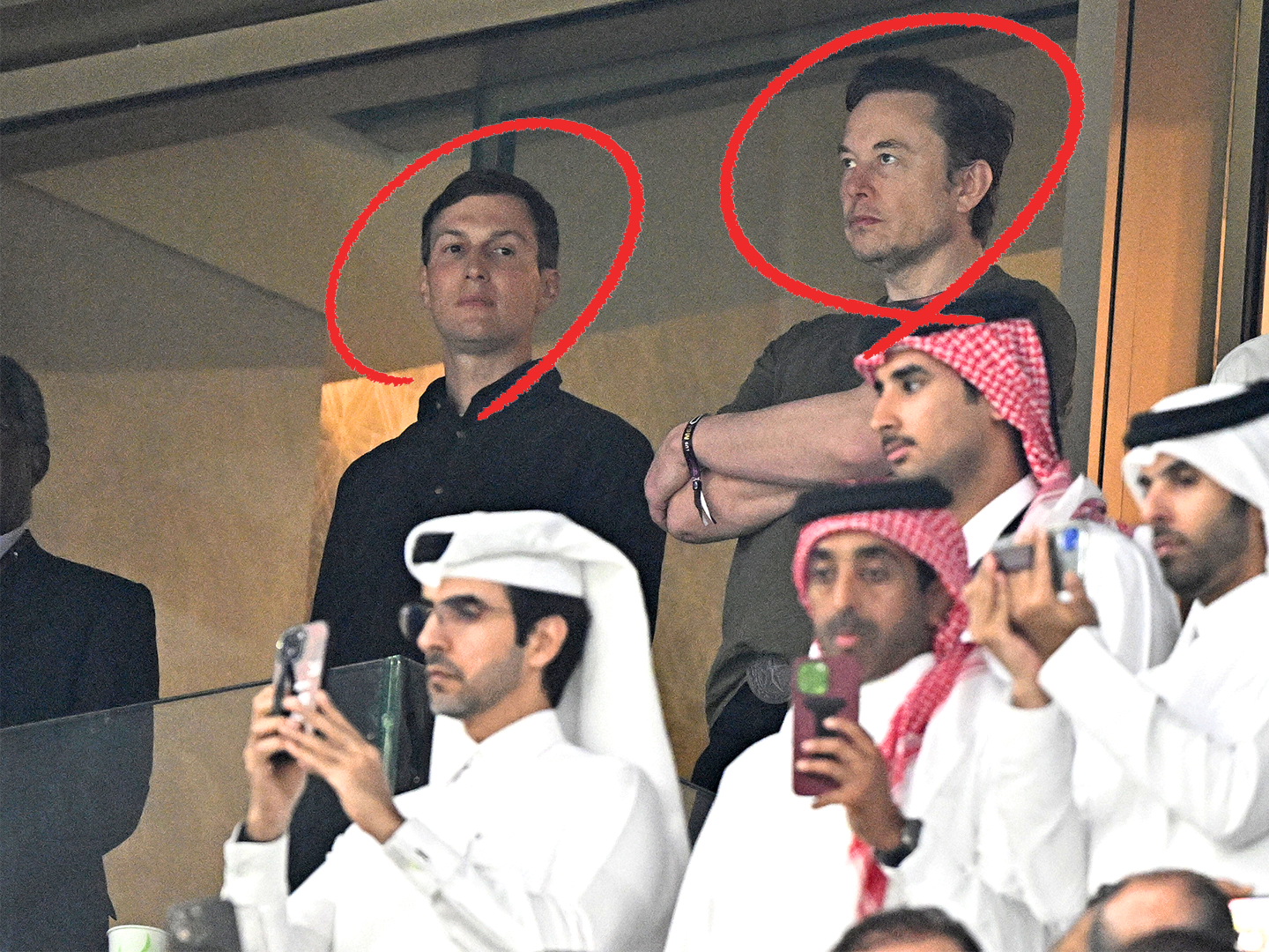 Elon Musk and Jared Kushner watching the World Cup final