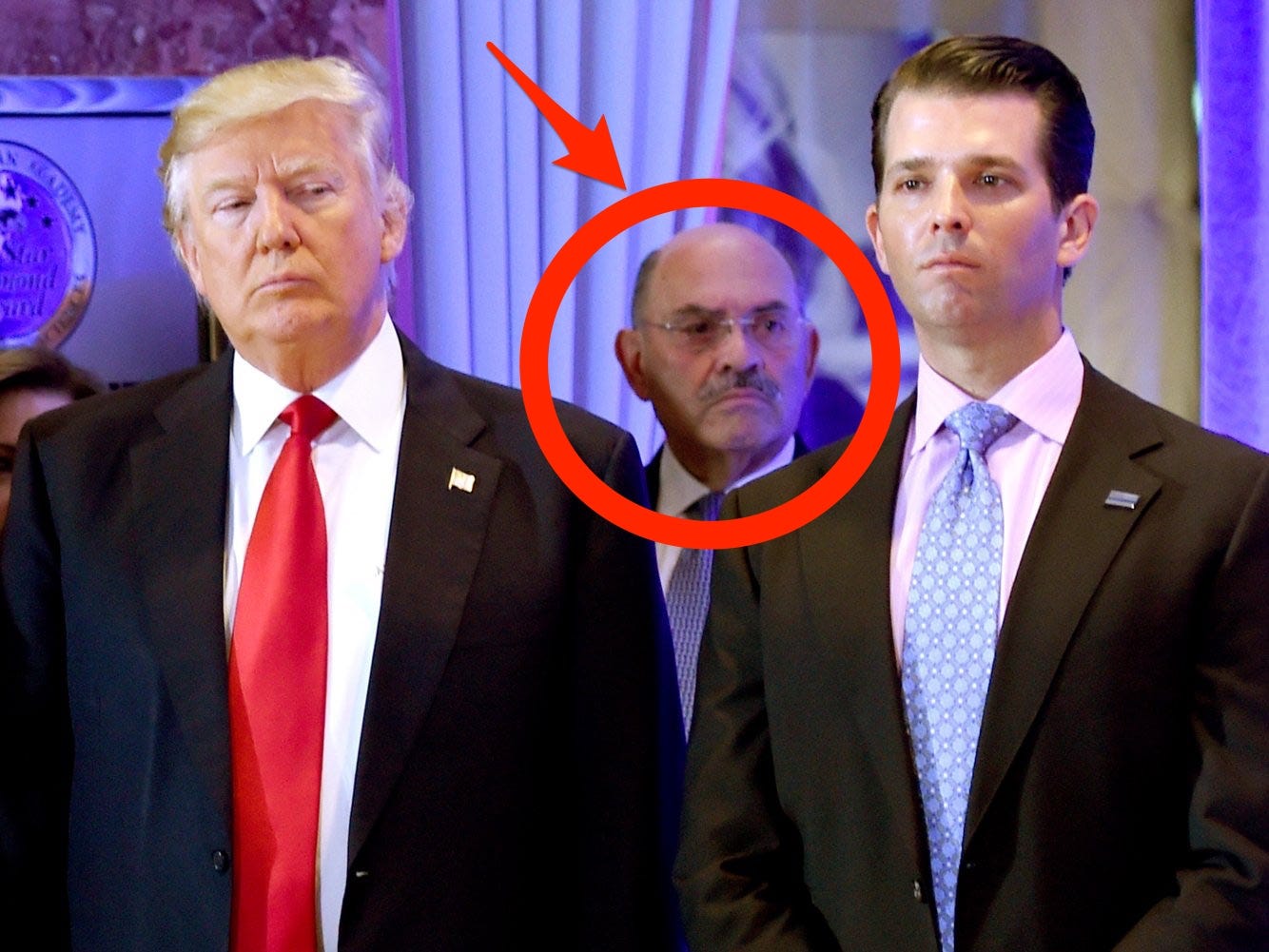 Donald Trump, Allen Weisselberg, and Donald Trump Jr. at Trump Tower.