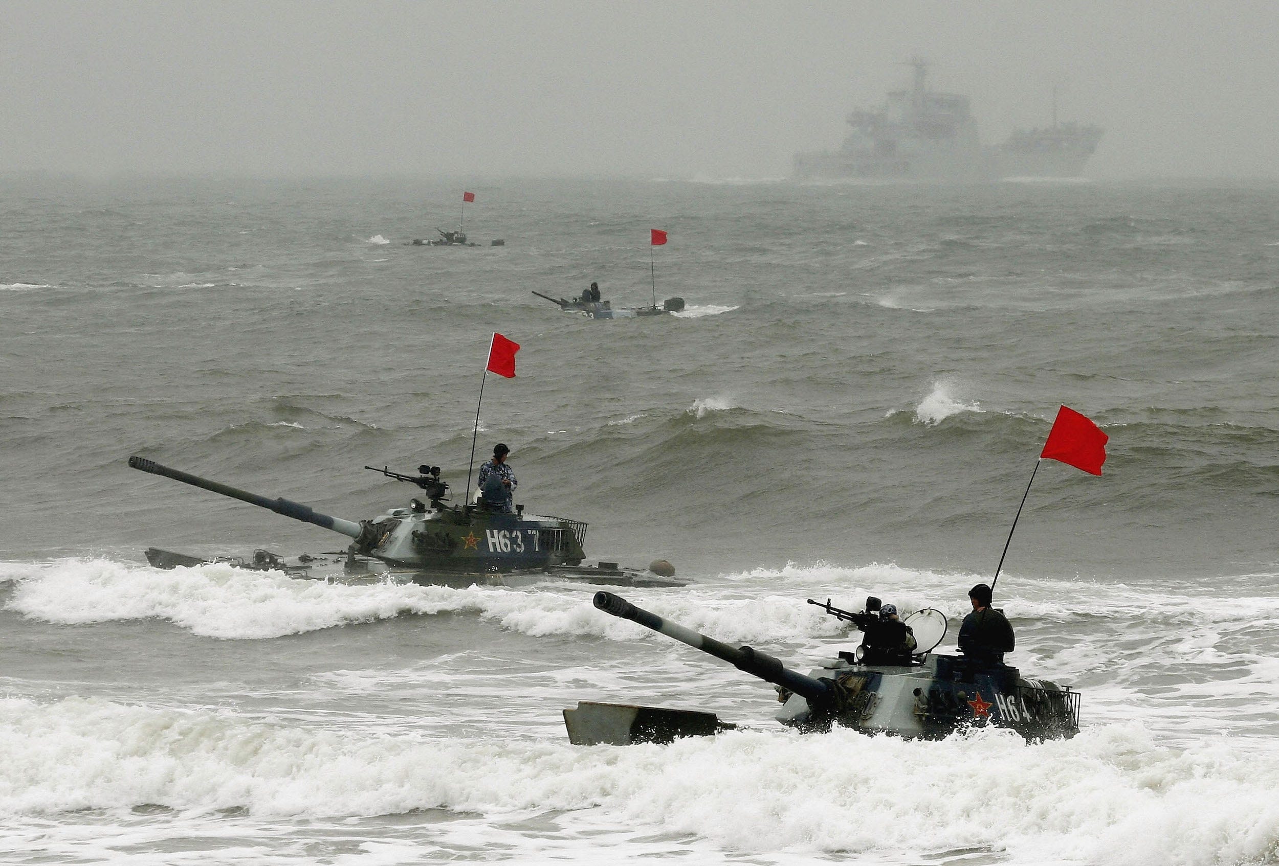 China amphibious tanks invasion