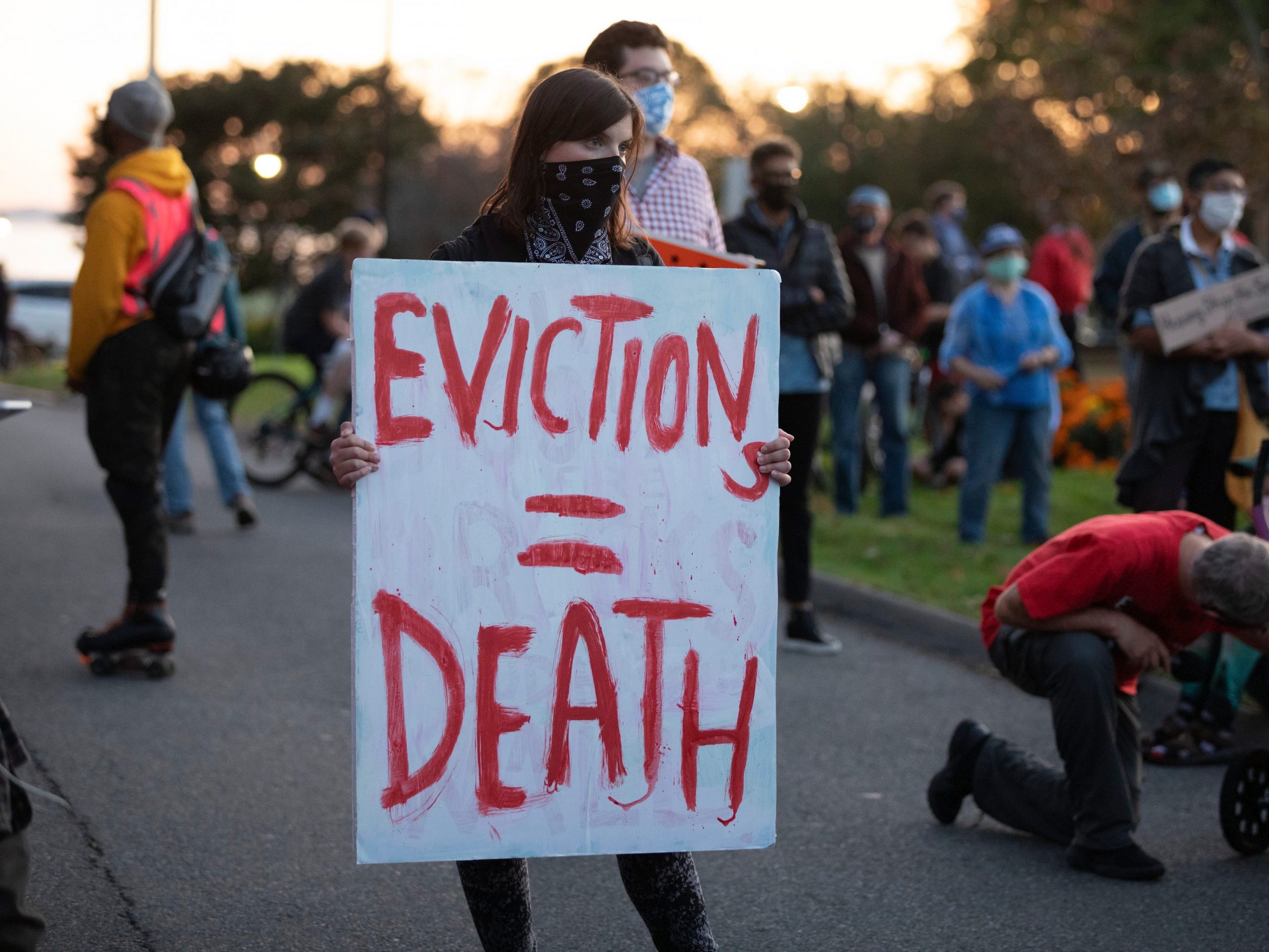 Housing Advocates Boston Eviction Moratorium Sign