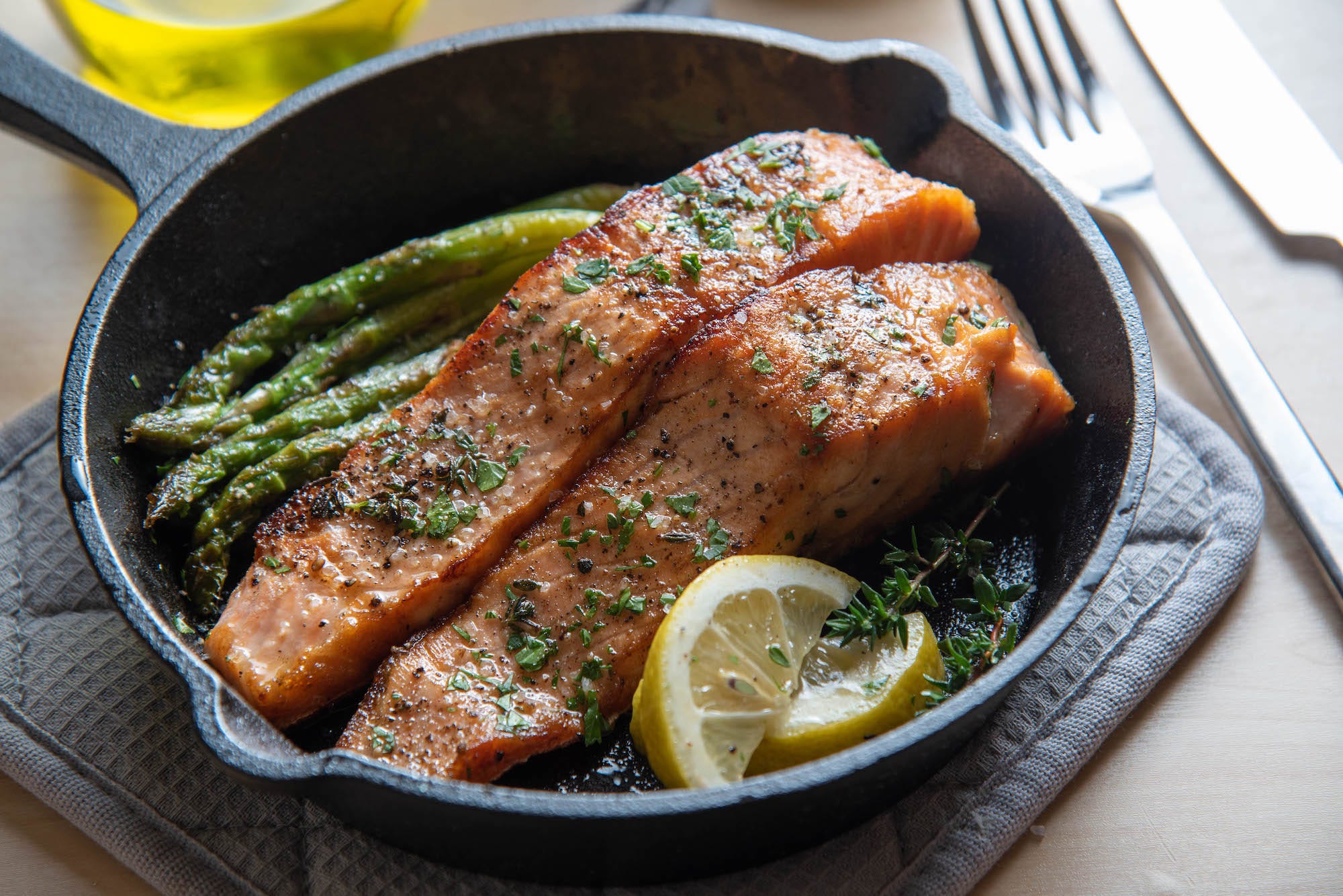 Pan-roasted salmon