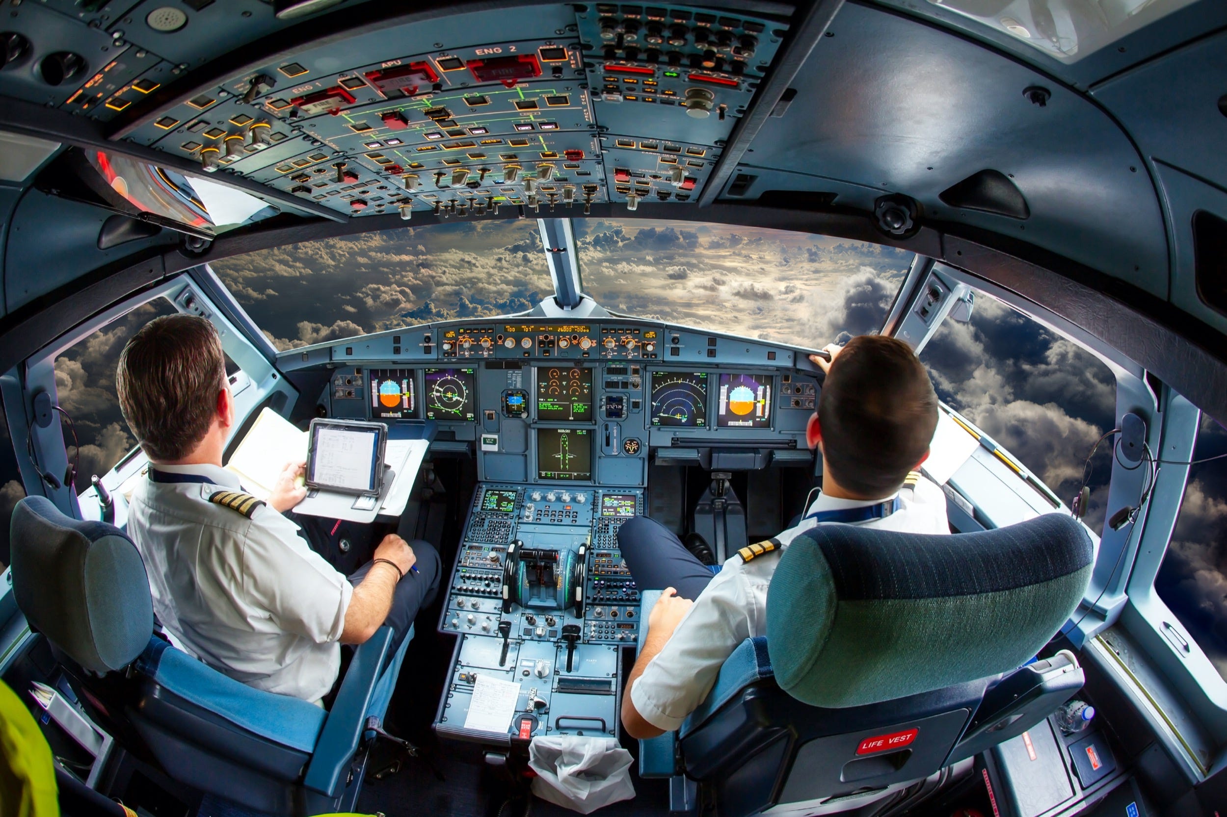 Pilots in cockpit