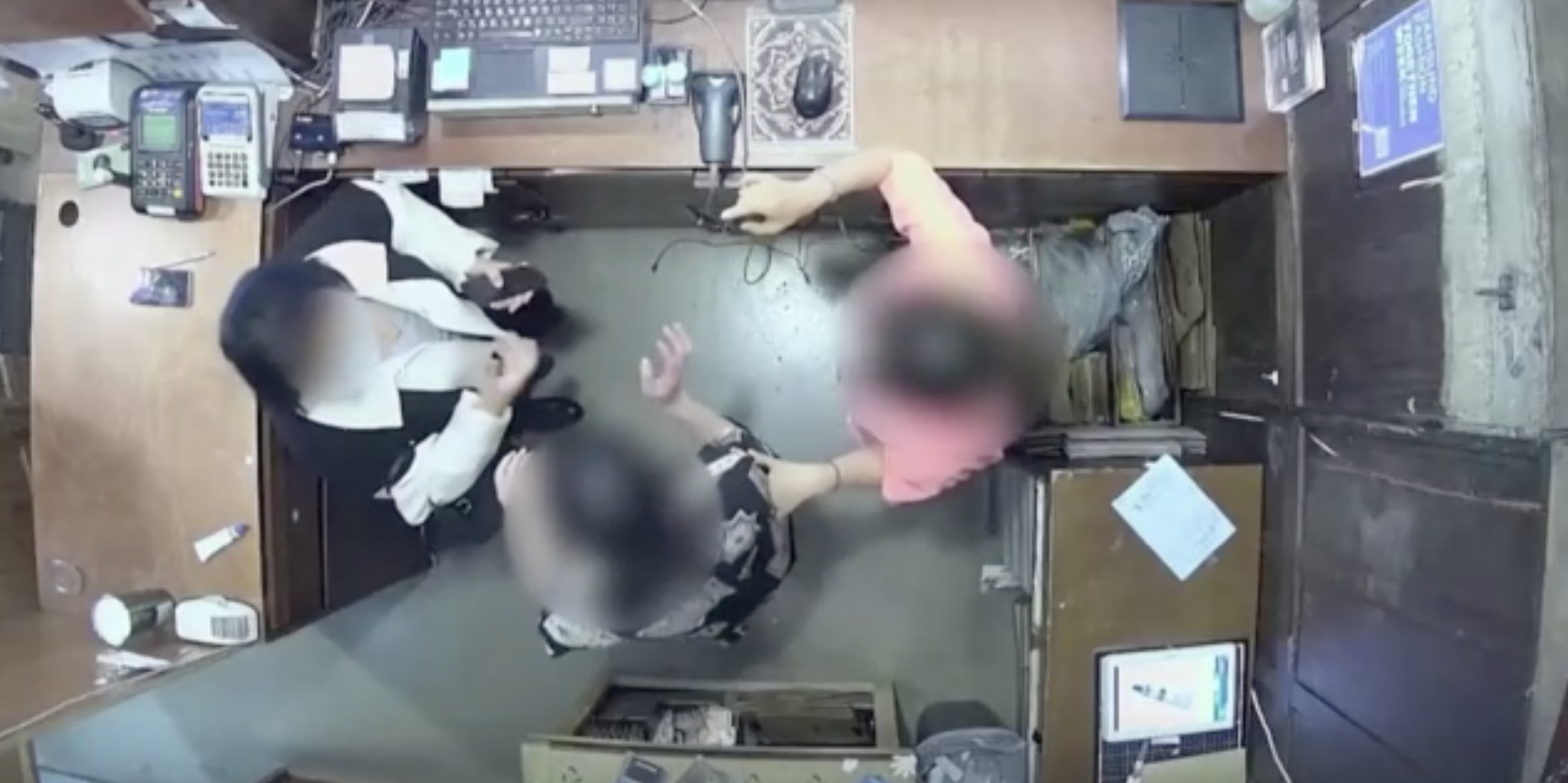 The wife of Belgian Ambassador Peter Lescouhier, left, was seen on security footage slapping a clothing store employee, center.