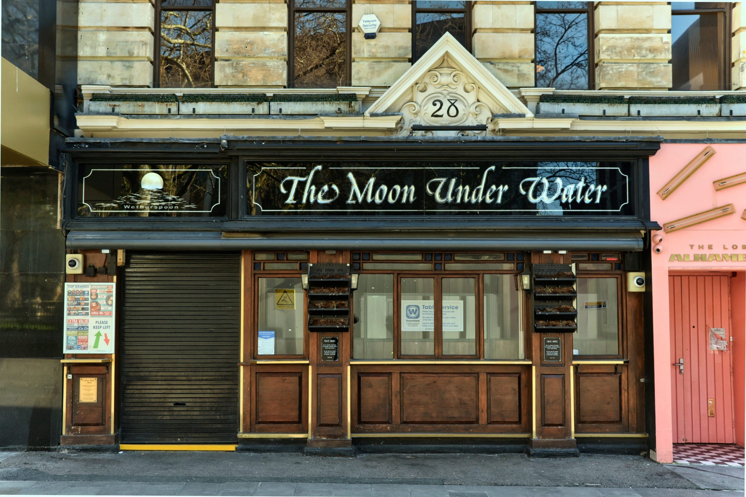 Moon Under Water pub in London closed during lockdown