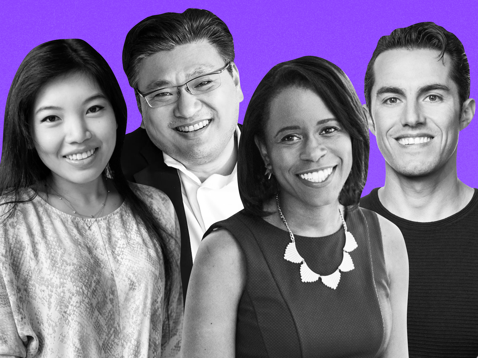 Li Jin, Hans Tung, Gabby Cazeau, and Mike Duboe on a purple background.