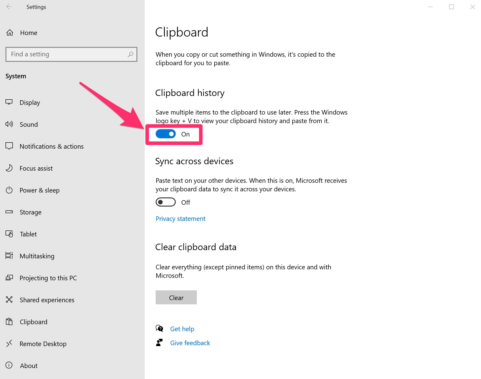 How to turn on and use clipboard history on a Windows 10 computer