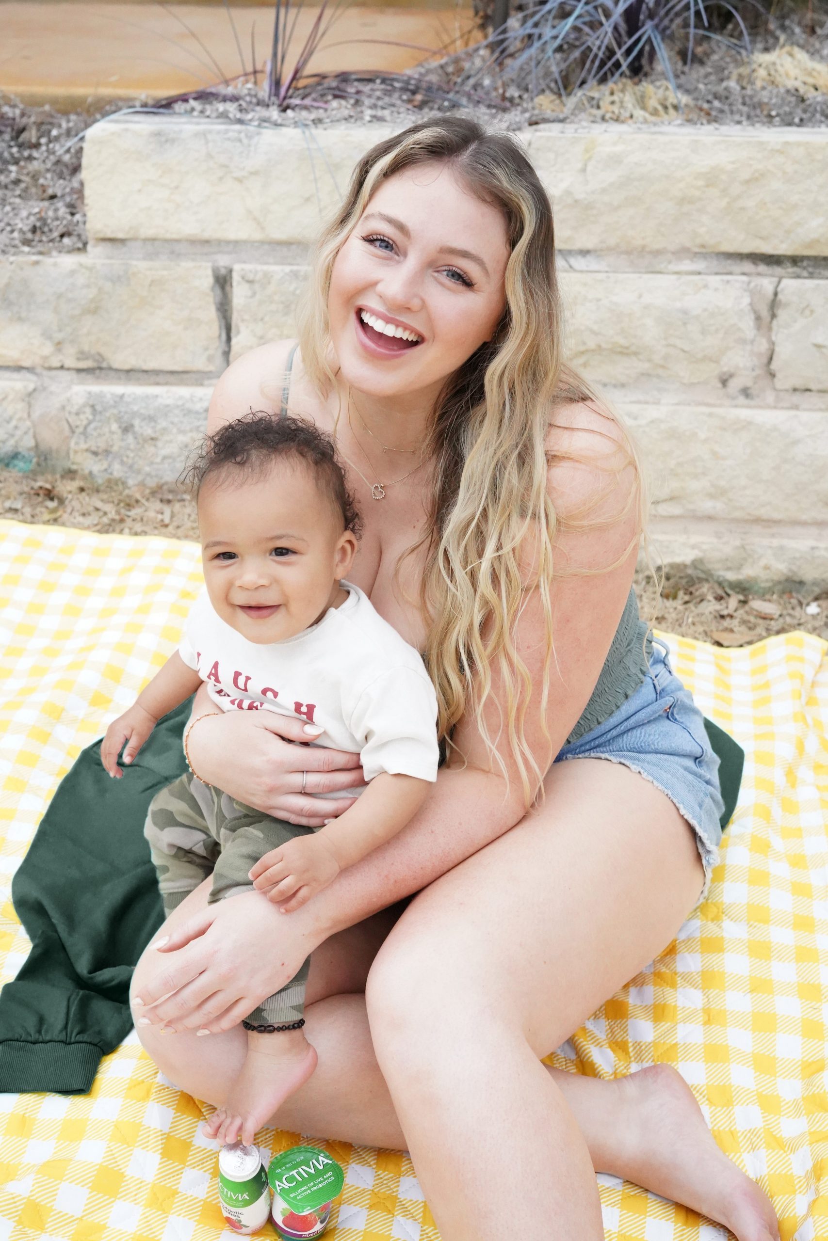 Iskra Lawrence with her son.