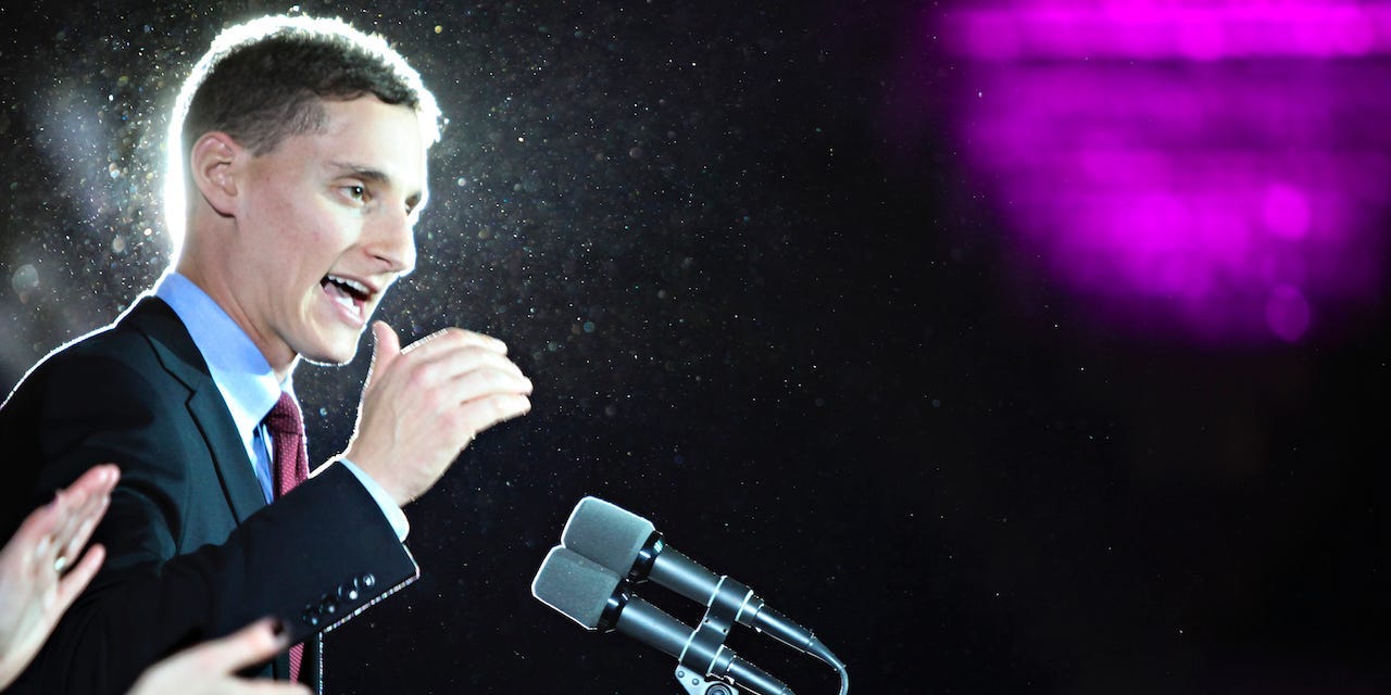 Josh Mandel, the Republican candidate for the Ohio Senate race speaks to the crowd gathered for the Ohio Republican Party Election Night Event following the announcement of his loss to Democrat Sherrod Brown on Tuesday, November 6, 2012 at the Renaissance Hotel in Columbus, Ohio.