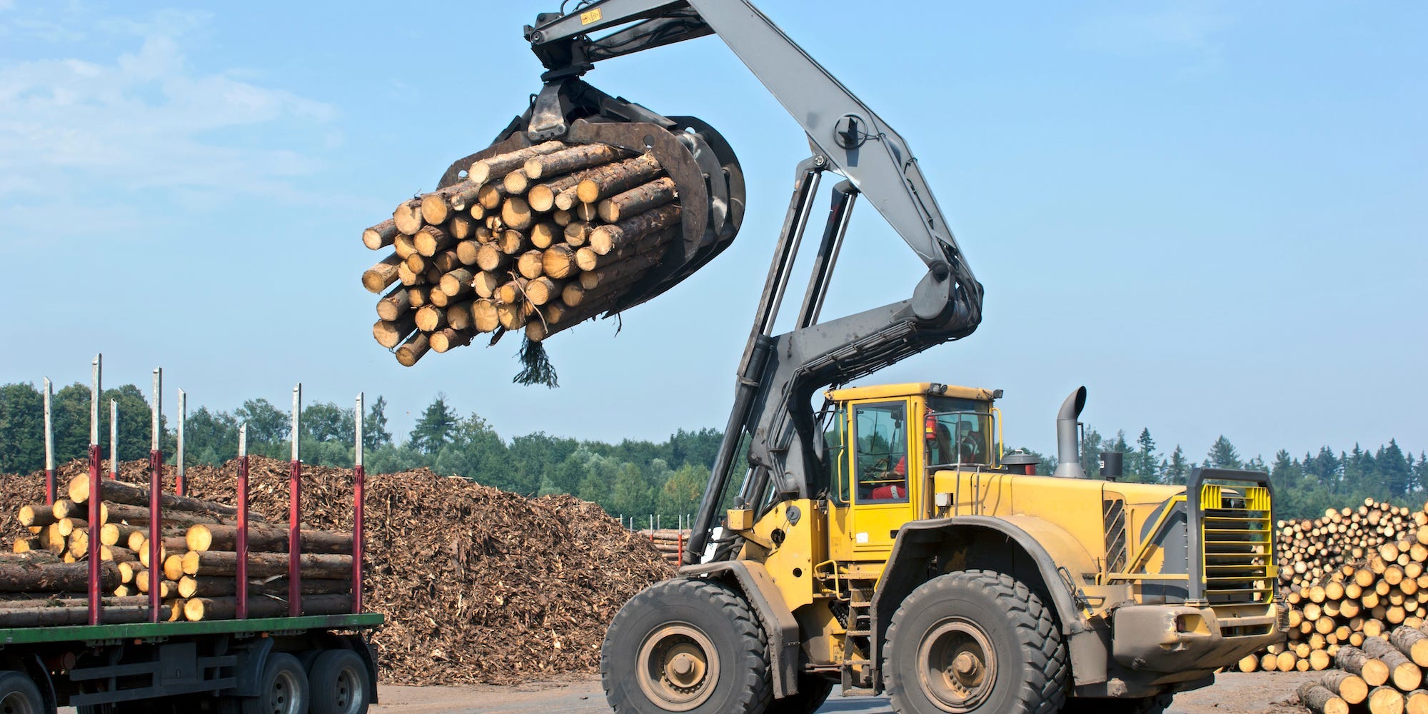 Worker loading lumber