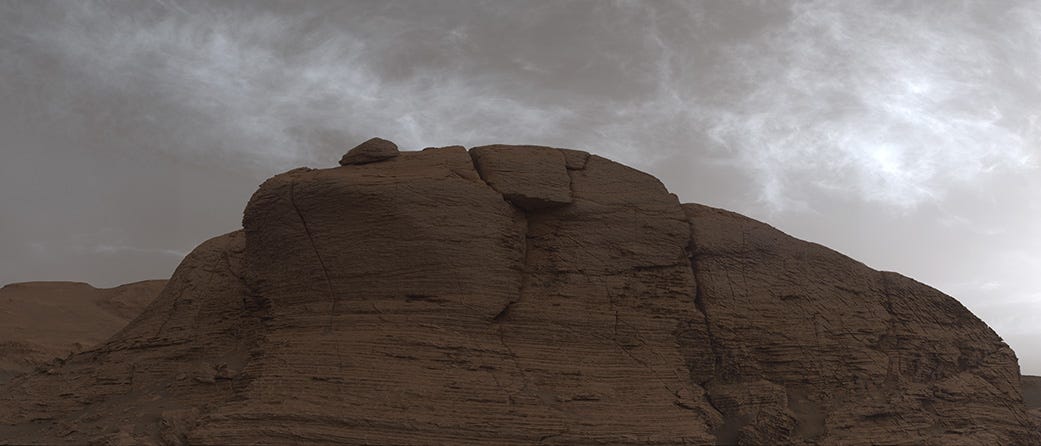 mars clouds above cliff photo curiosity rover