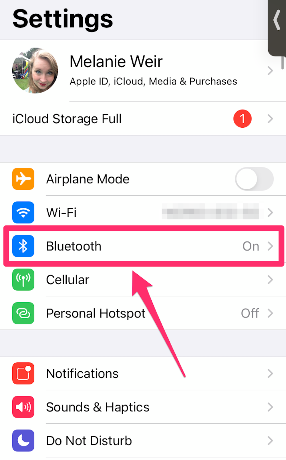 iPhone Settings app