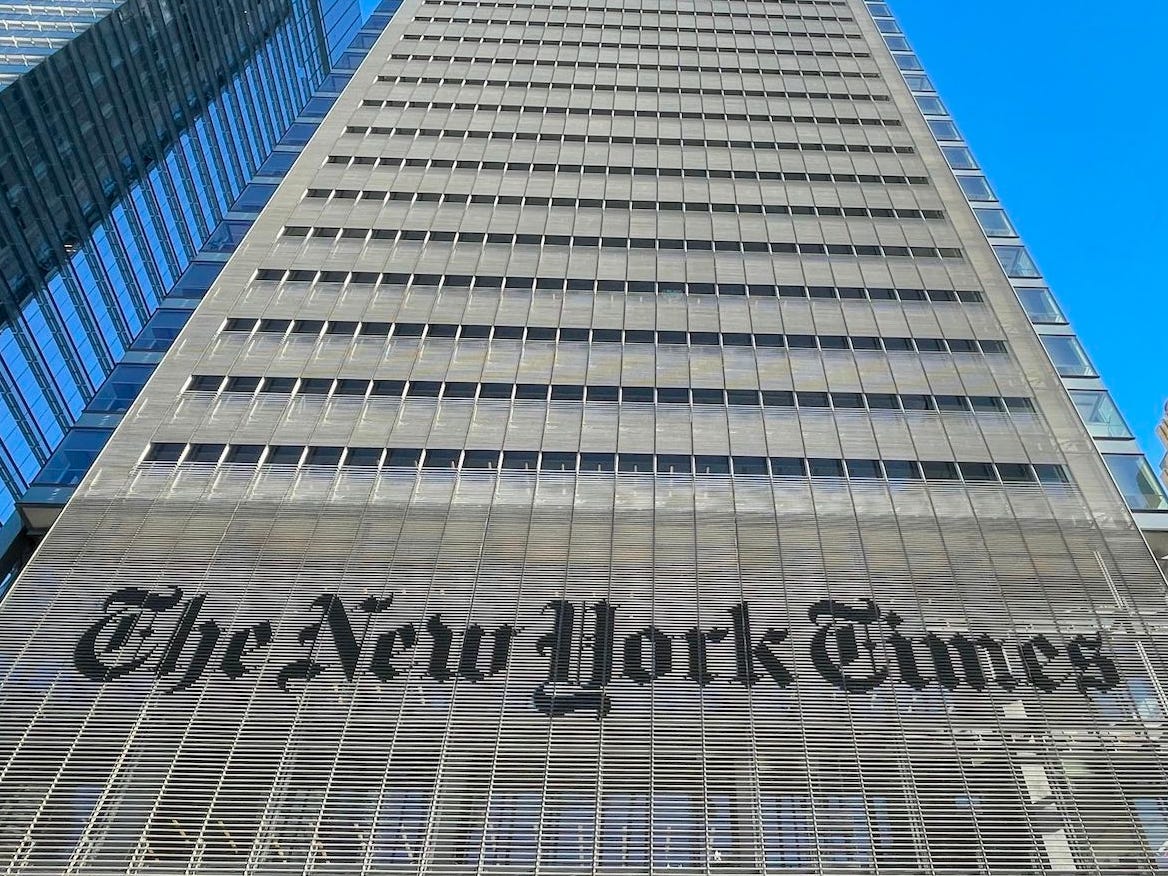 The New York Times Building is seen in New York City on February 4, 2021.