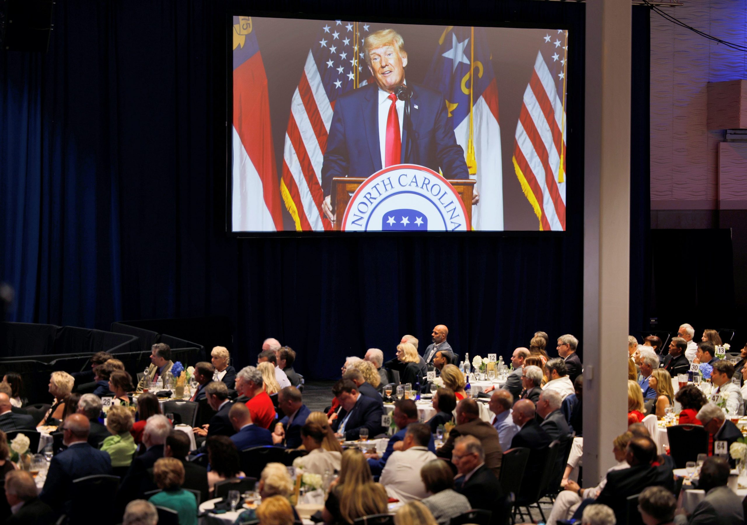 Trump at the North Carolina GOP convention dinner in Greenville, North Carolina.