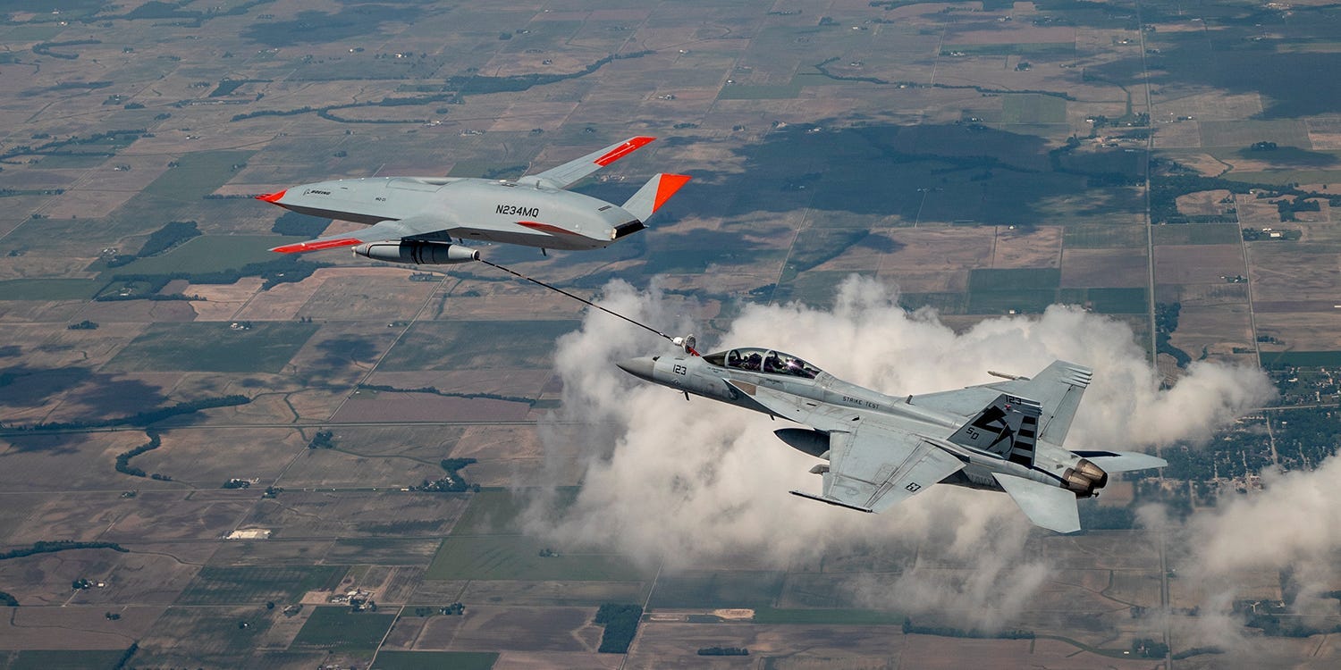 MQ-25 refuels F/A-18