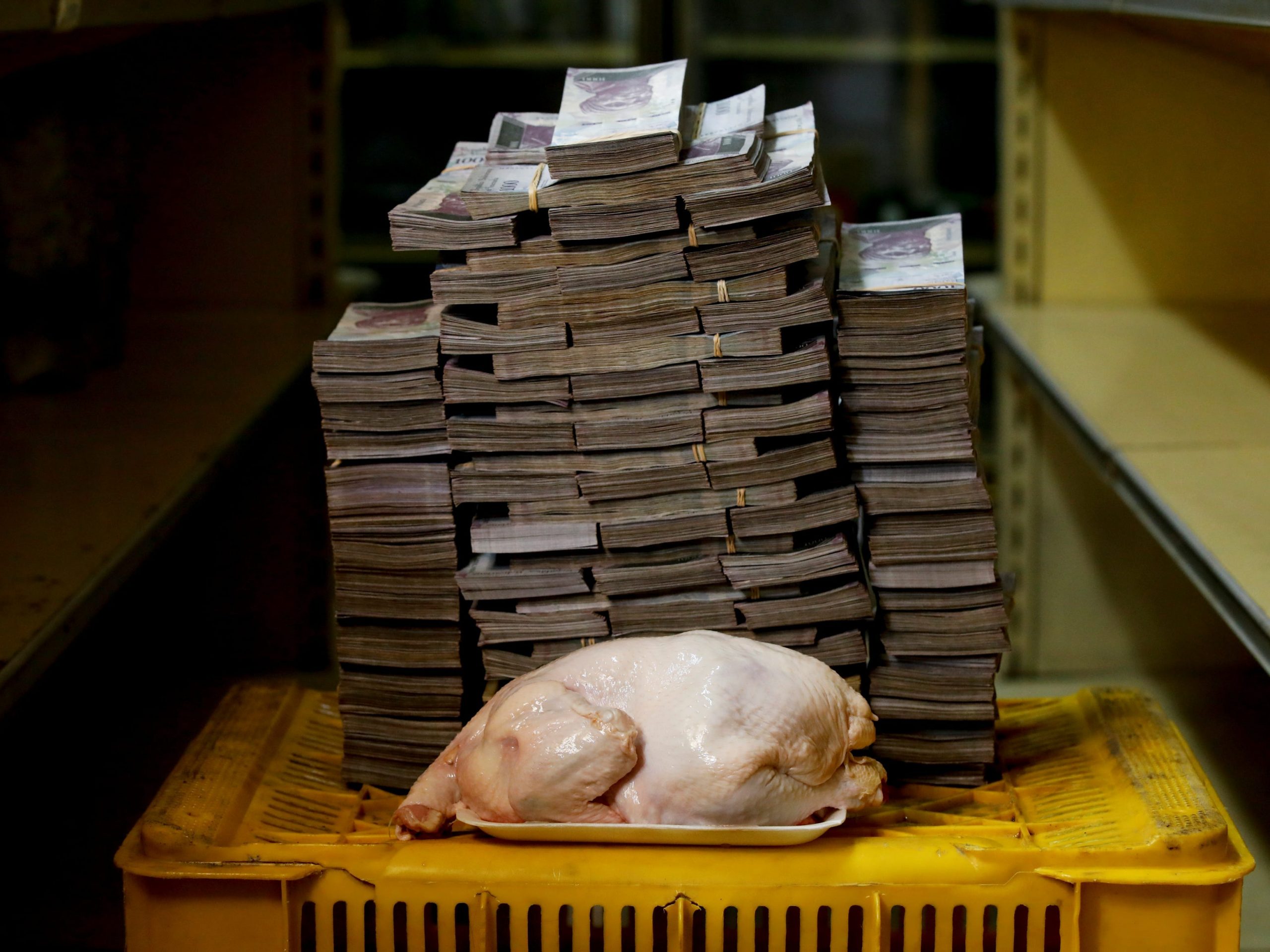 In 2018, a five-pound chicken in Caracas cost 14.6 million bolivars, the equivalent of $2.22.