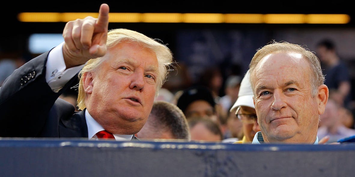 Donald Trump and Bill O'Reilly at a baseball game in 2012