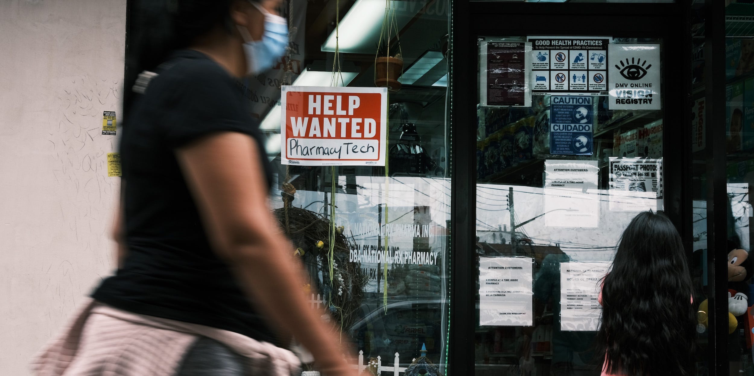 Hiring sign labor market coronavirus