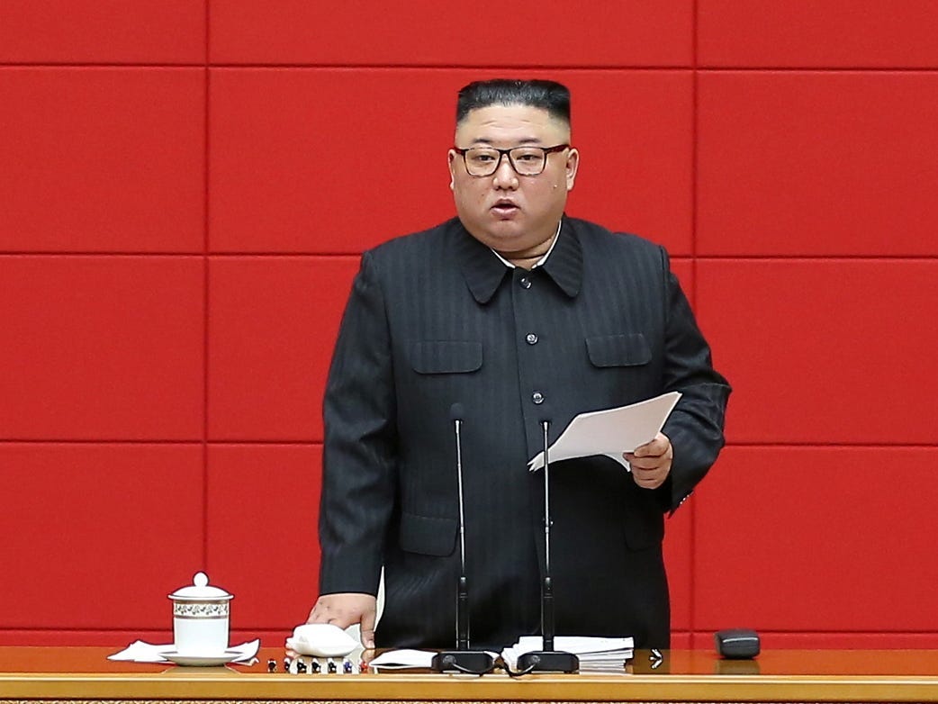 North Korea's leader Kim Jong Un speaks during the first short course for chief secretaries of the city and county Party committees in Pyongyang, North Korea, in this undated photo released on March 4, 2021 by North Korea's Korean Central News Agency (KCNA)