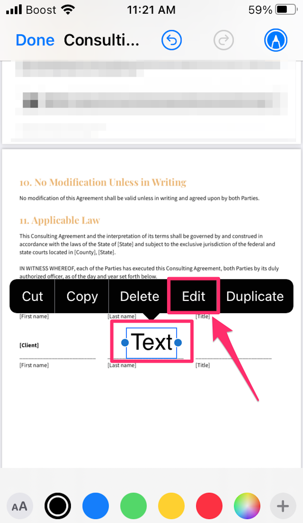 PDF on iPhone markup