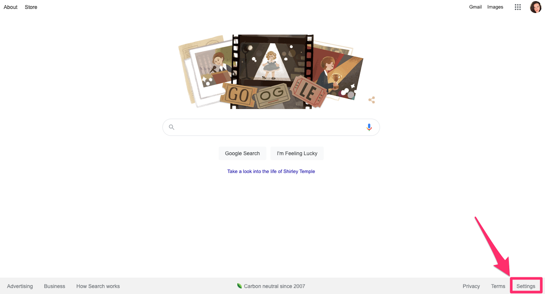 Google homepage