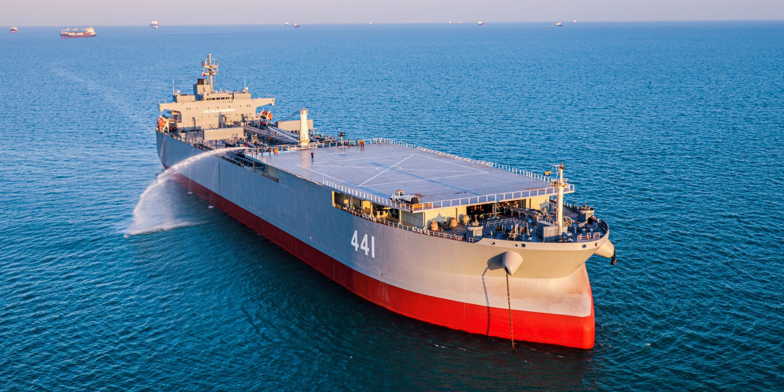 The Iranian-made warship Makran takes part in an exercise in the Gulf of Oman, in this picture obtained on January 14, 2021