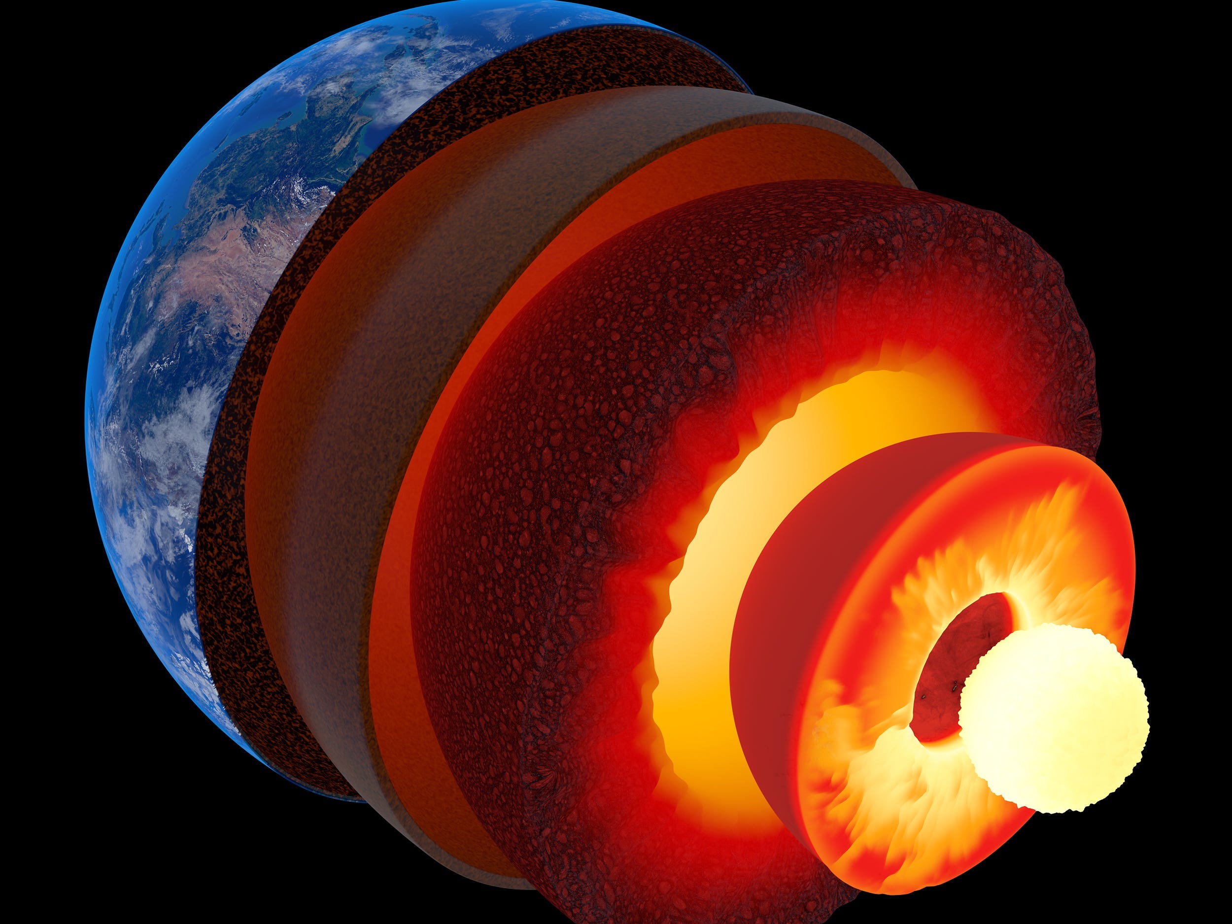 illustration of earth's core/mantle layers