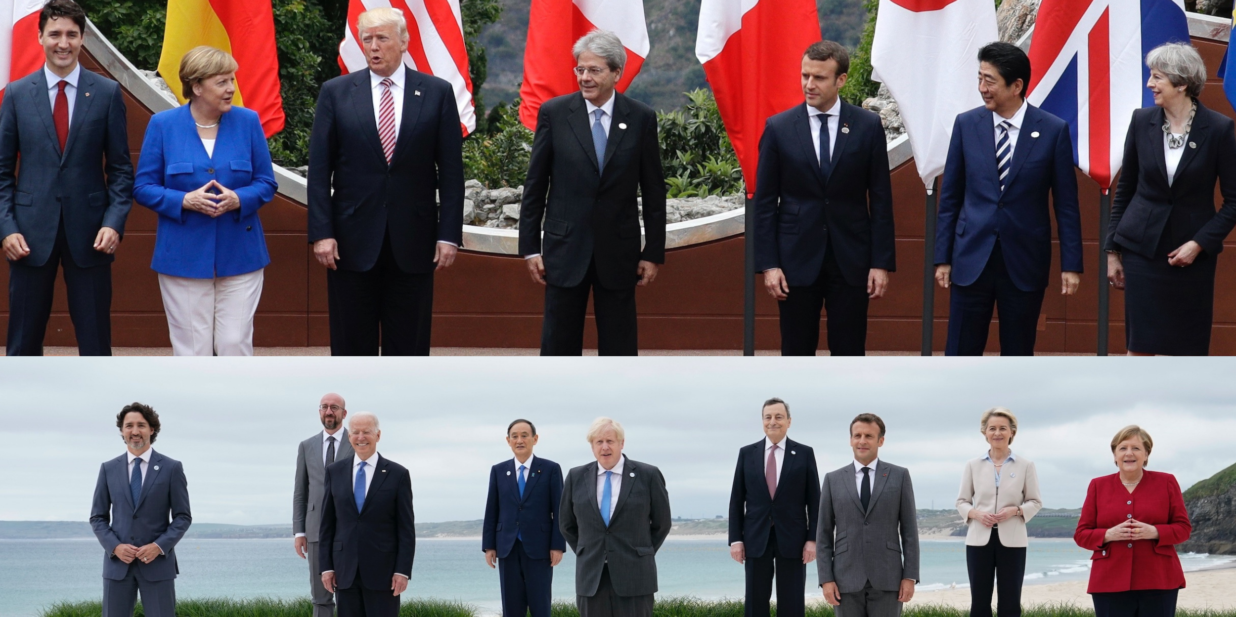 G7 photo Trump v Biden