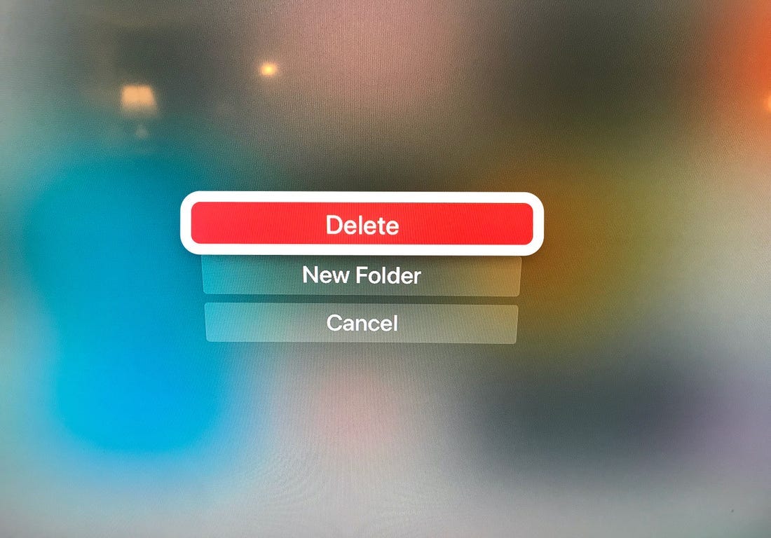 Delete apps on Apple TV screen