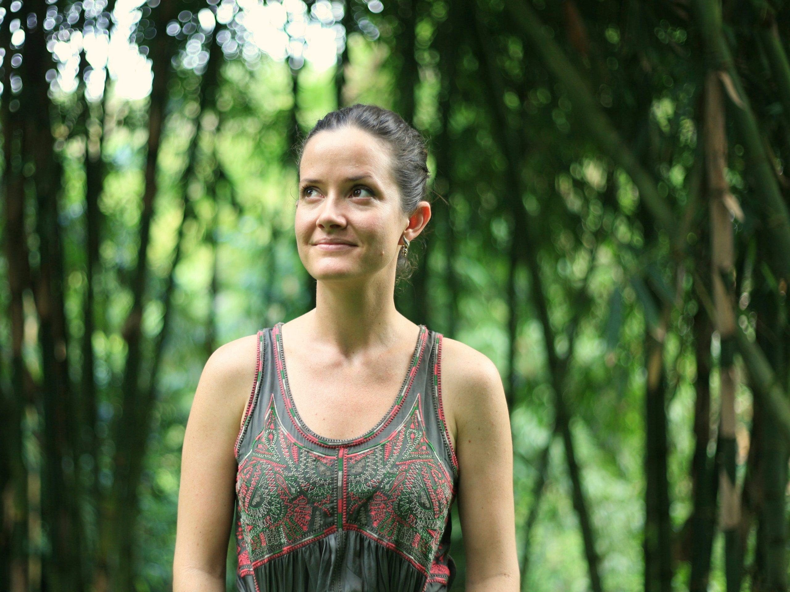 Elora Hardy in a bamboo forest