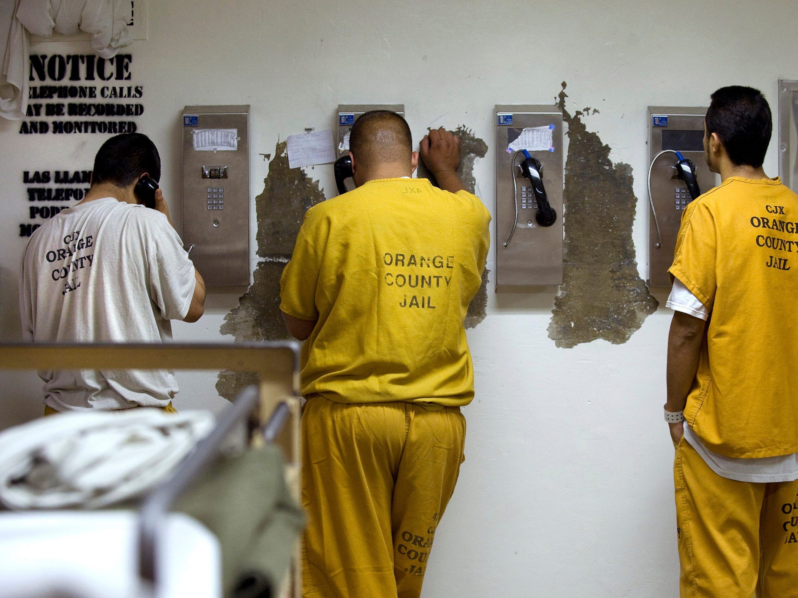 Prison inmates making phone calls