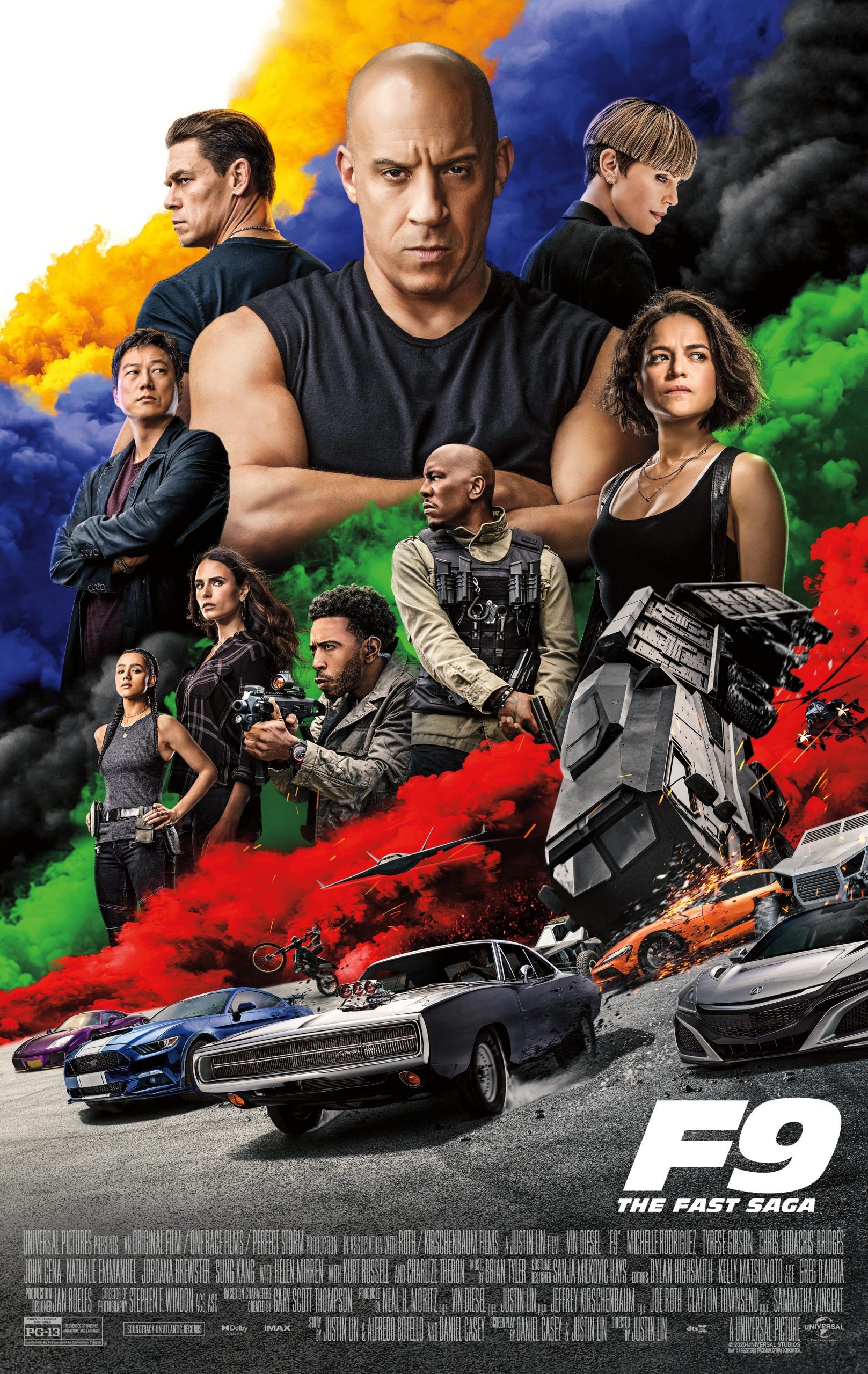 F9 Fast 9 poster featuring John Cena, Vin Diesel, and Charlize Theron