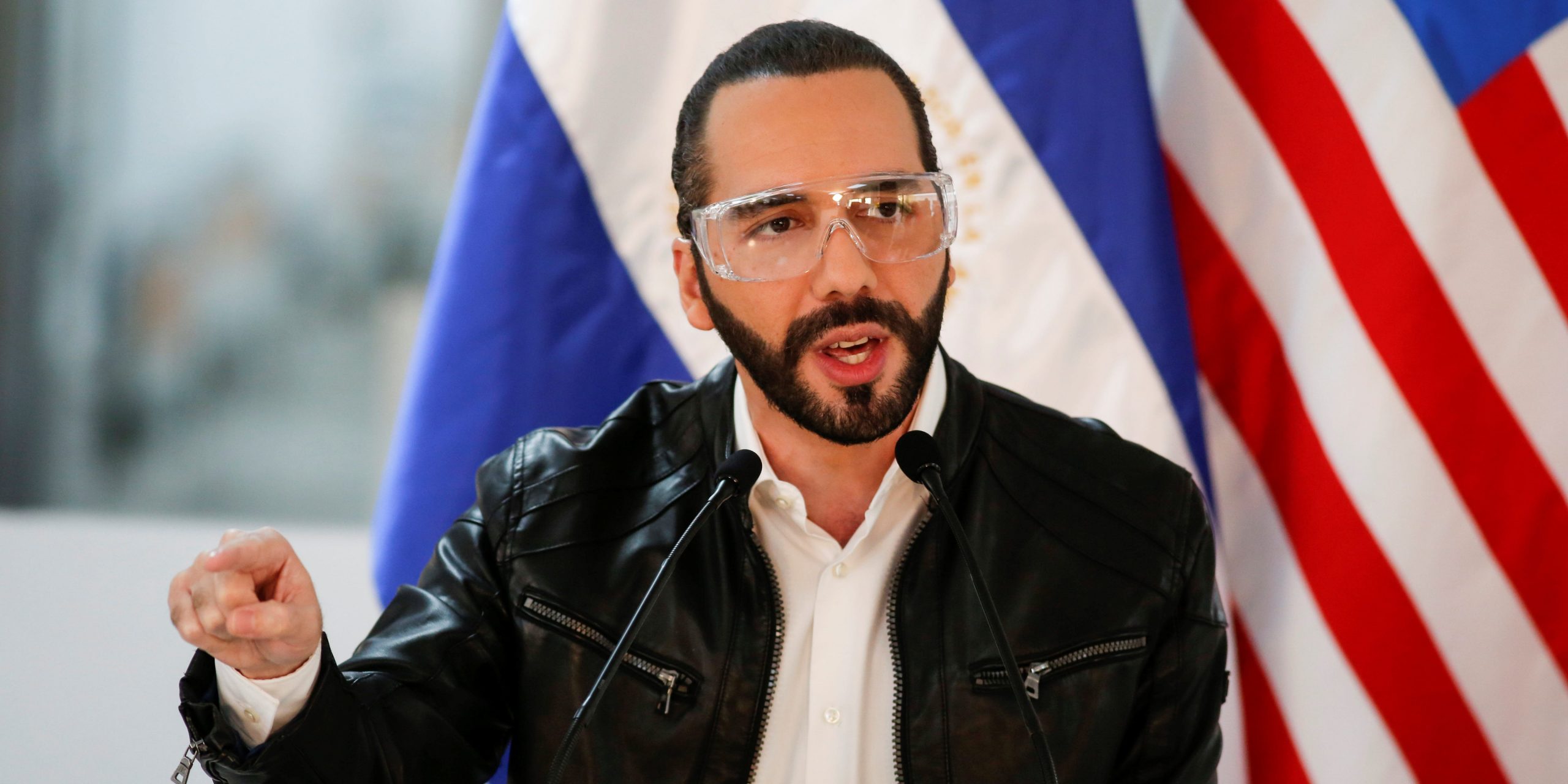 FILE PHOTO: El Salvador President Nayib Bukele speaks at a news conference during a nationwide quarantine as El Salvador's government undertakes steadily stricter measures to prevent the spread of the coronavirus disease (COVID-19), in San Salvador, El Salvador May 26, 2020. REUTERS/Jose Cabezas