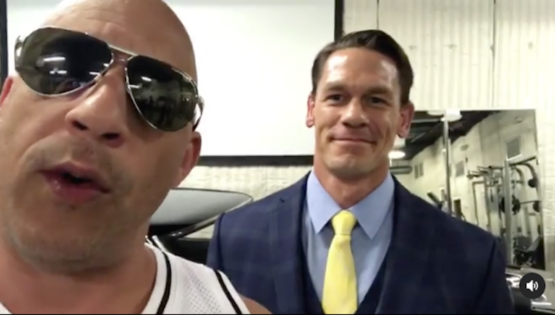 Vin Diesel and John Cena in the Dom Shrine in April 2019