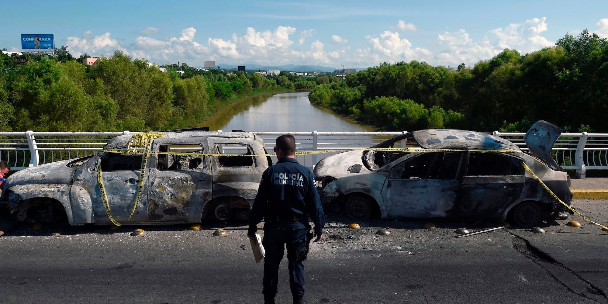 Torched cars in Culiacan Sinaloa Mexico