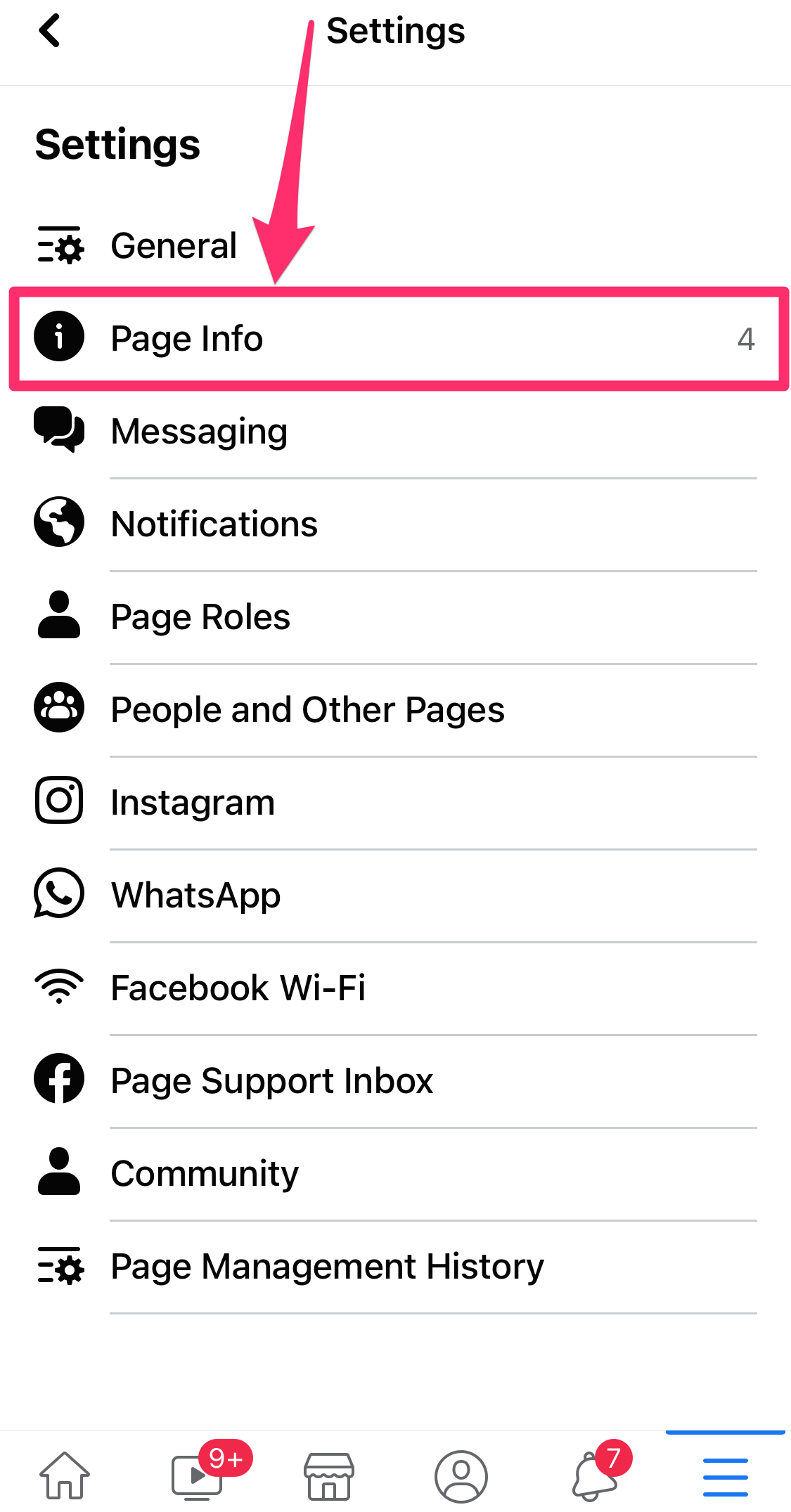 change facebook page name on mobile app