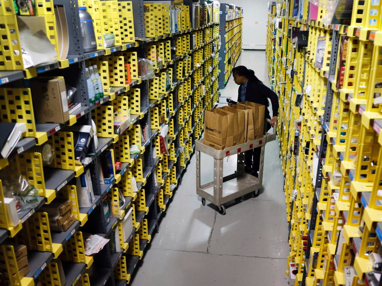 An Amazon employee at the company's fulfilment center