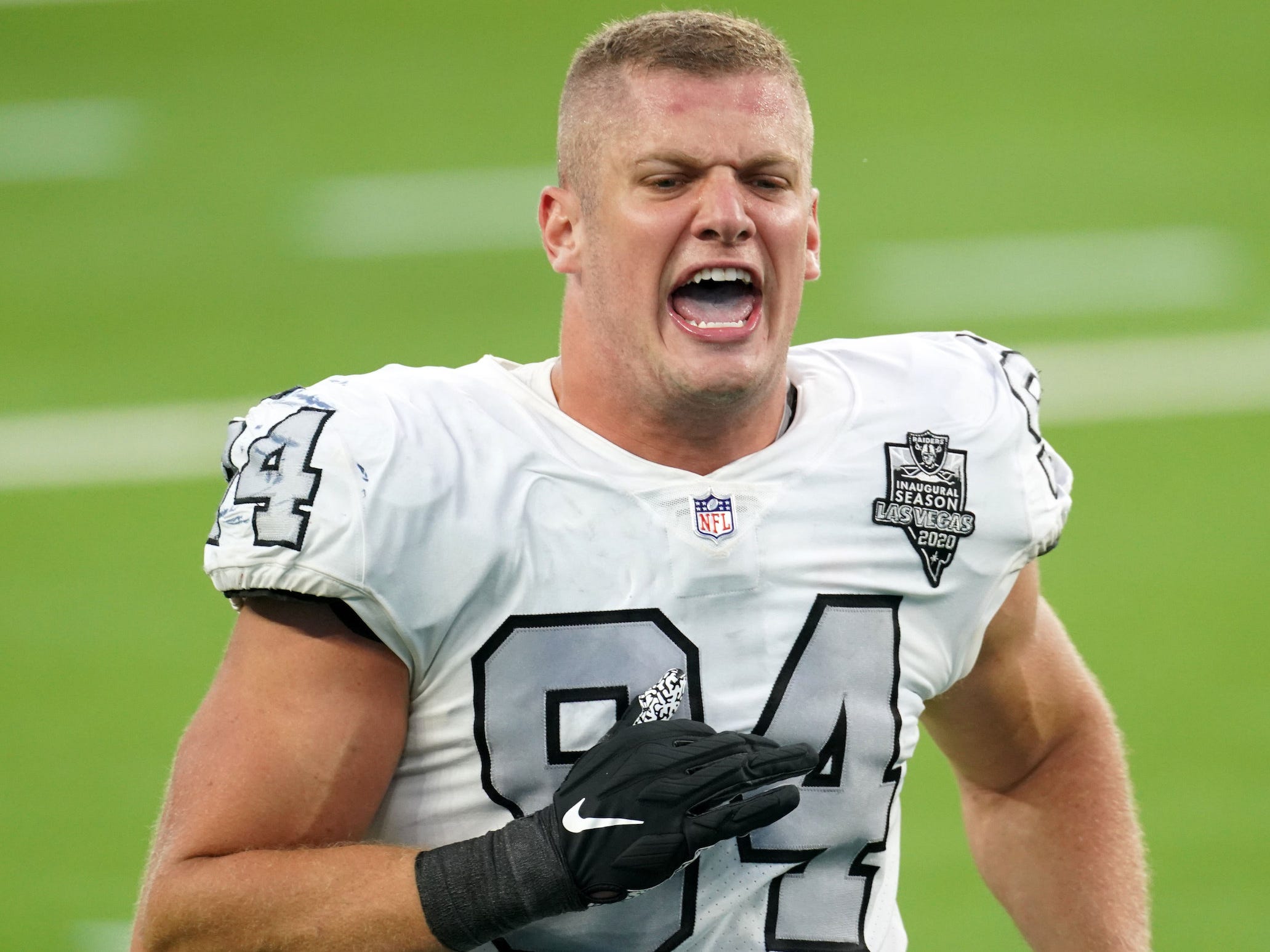 Las Vegas Raiders defensive end Carl Nassib.