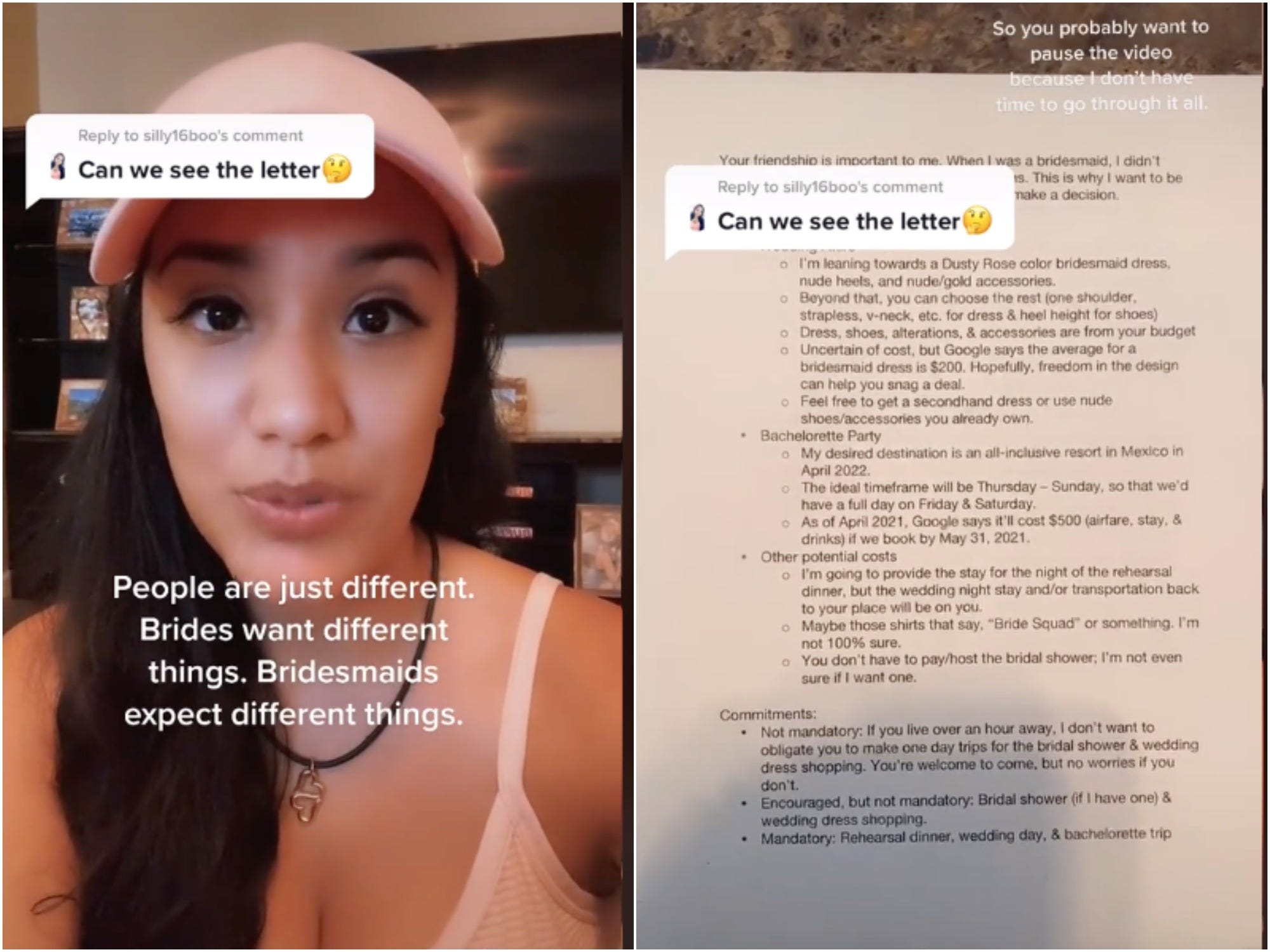 bridesmaids letter tiktok