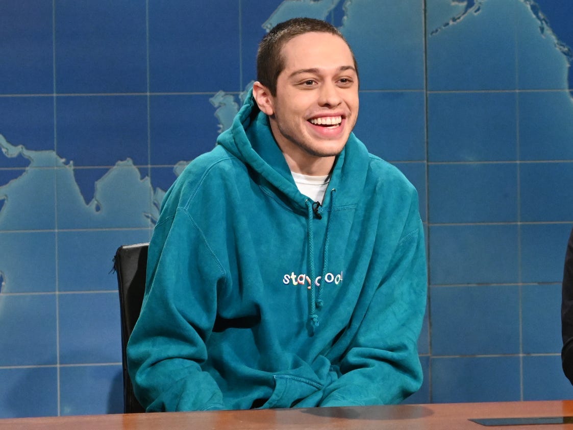 pete davidson (left) and colin jost (right) during "SNL" weekend updates segment