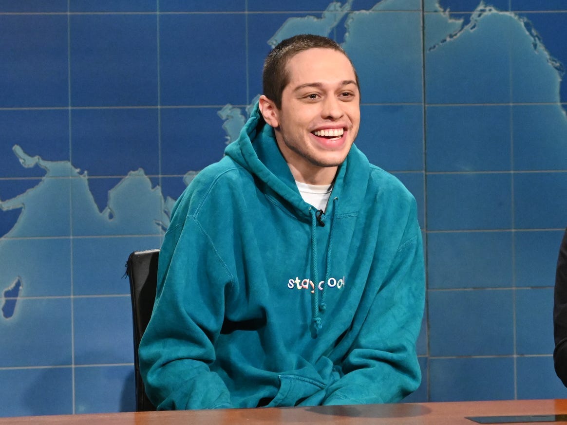 pete davidson (left) and colin jost (right) during "SNL" weekend updates segment