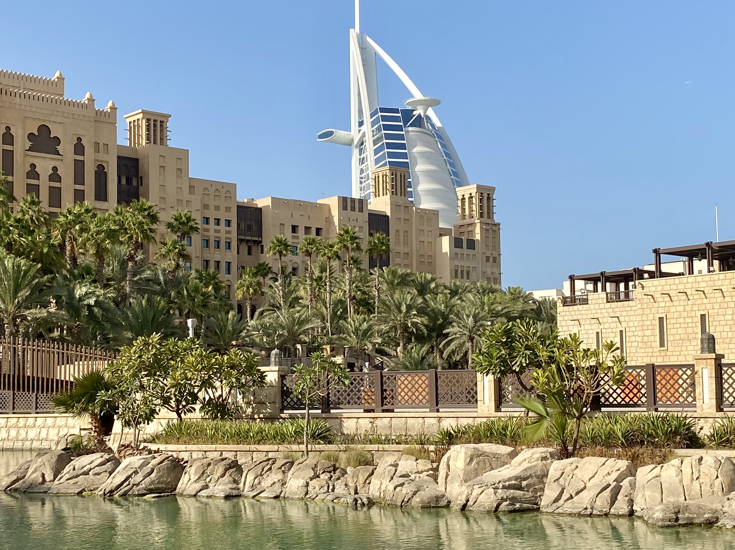 exterior shot of Jumeirah Mina A'Salam overlooking the water
