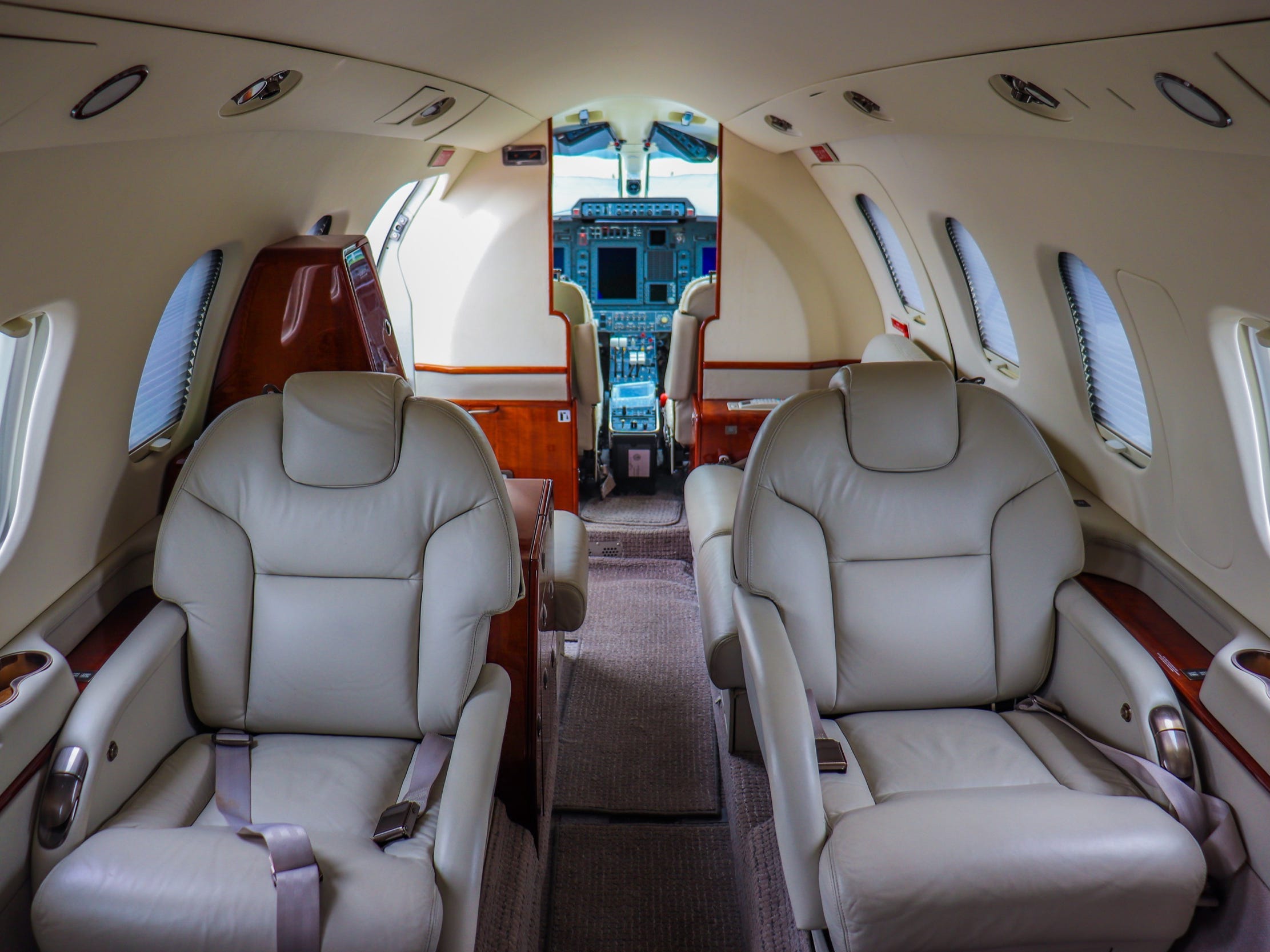 An inside view of AeroVanti's Piaggio P.180 Avanti - AeroVanti's Piaggio P.180 Avanti Demonstration Private Aircraft Flight