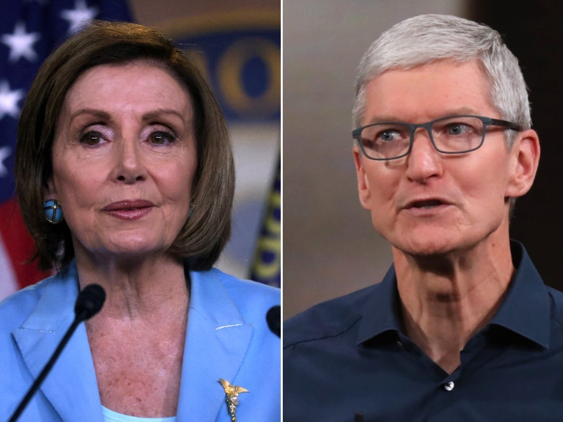 House Speaker Nancy Pelosi and Apple CEO Tim Cook.