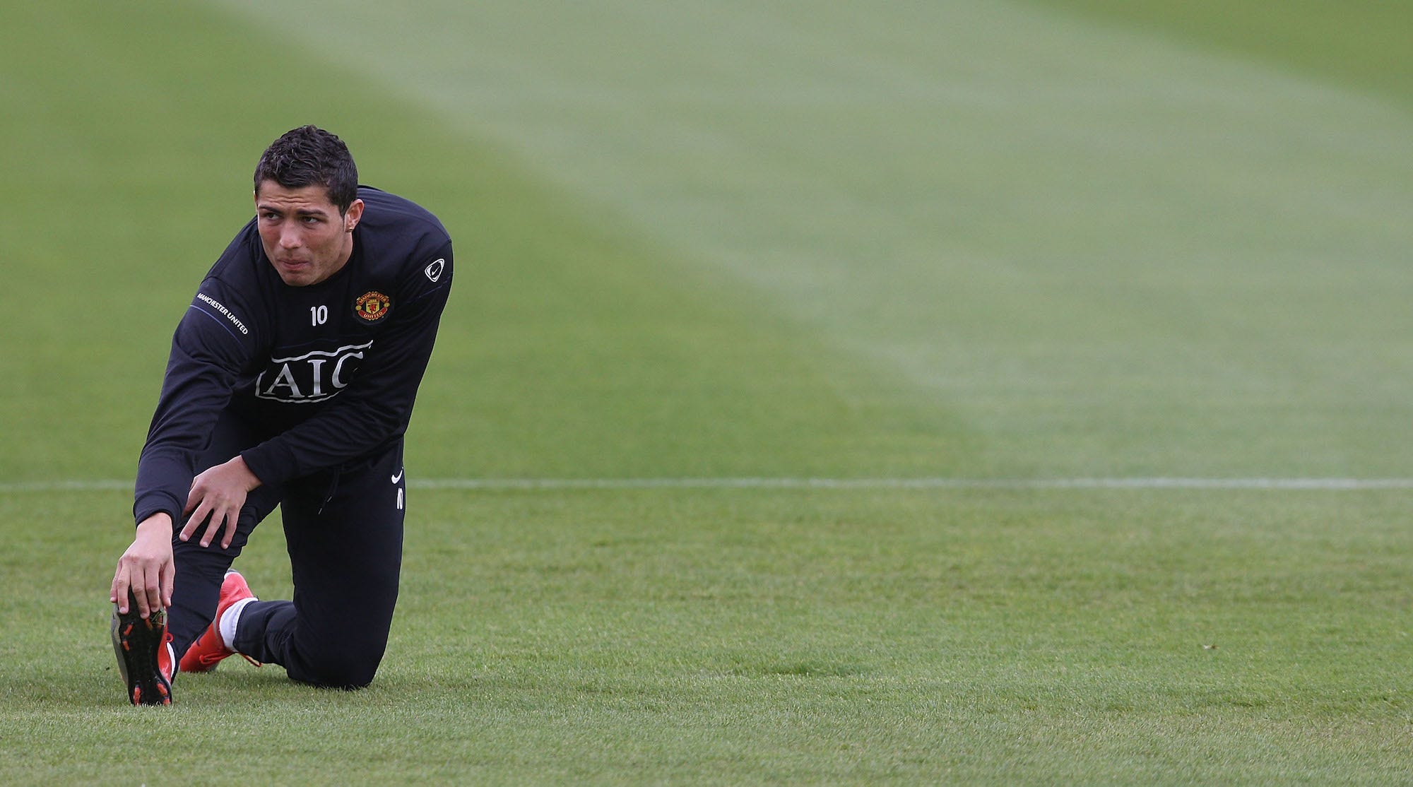 Cristiano Ronaldo during a Manchester United training session