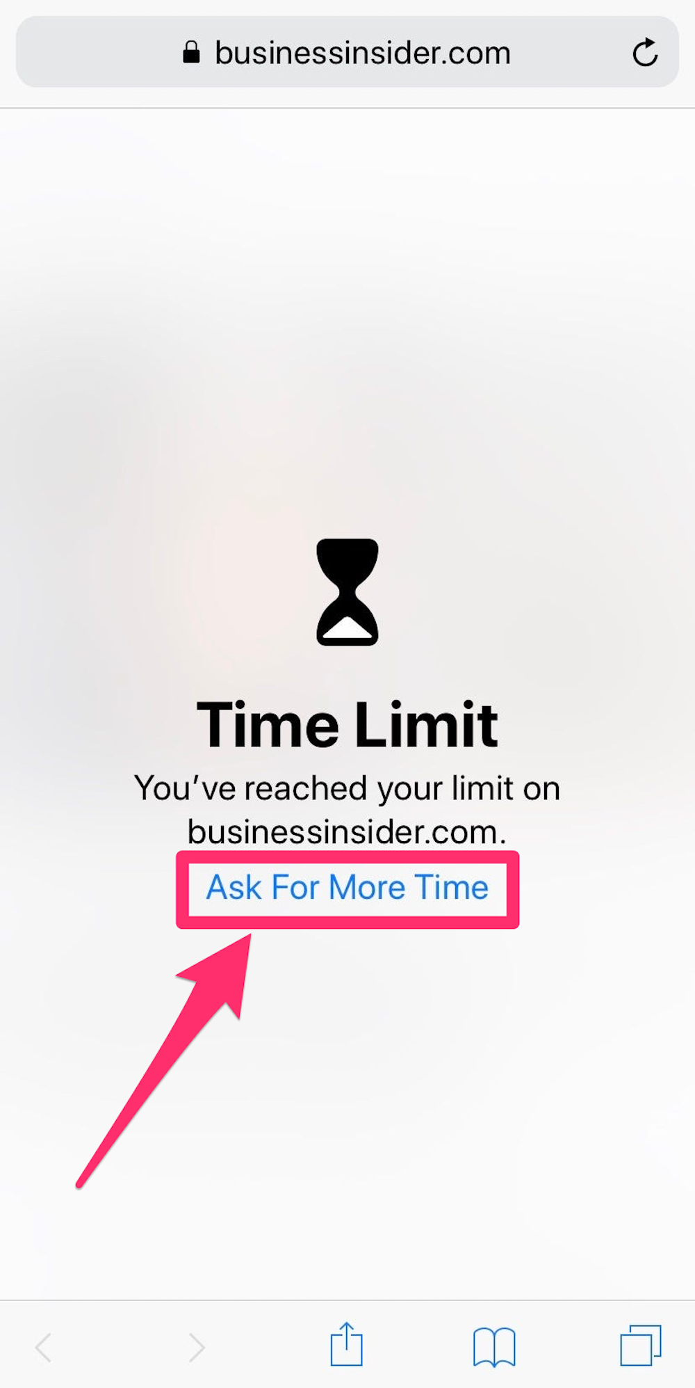 Screenshot of time limit reached notification on iPhone