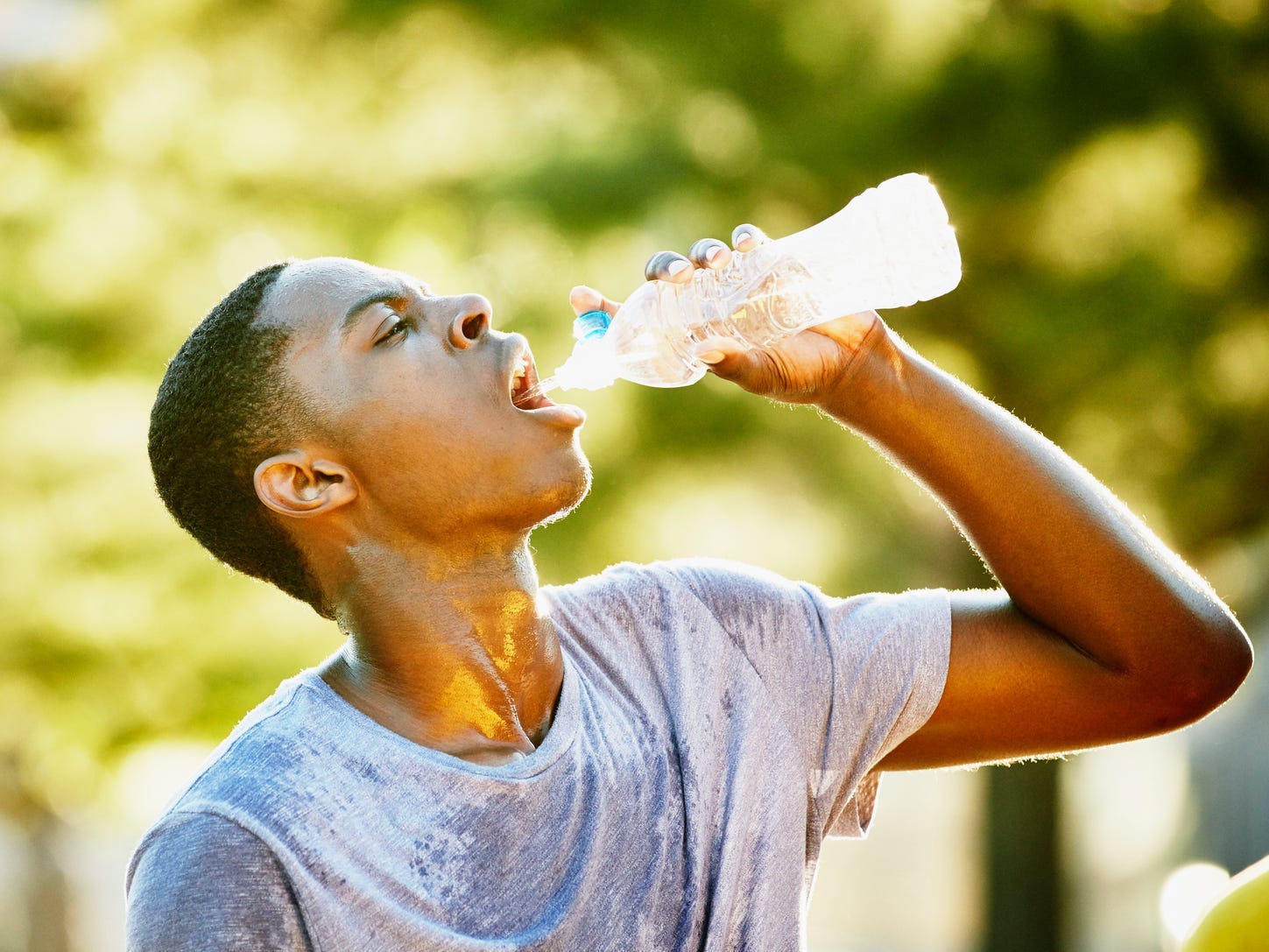 drinking water dehydrated working out exercise sweating